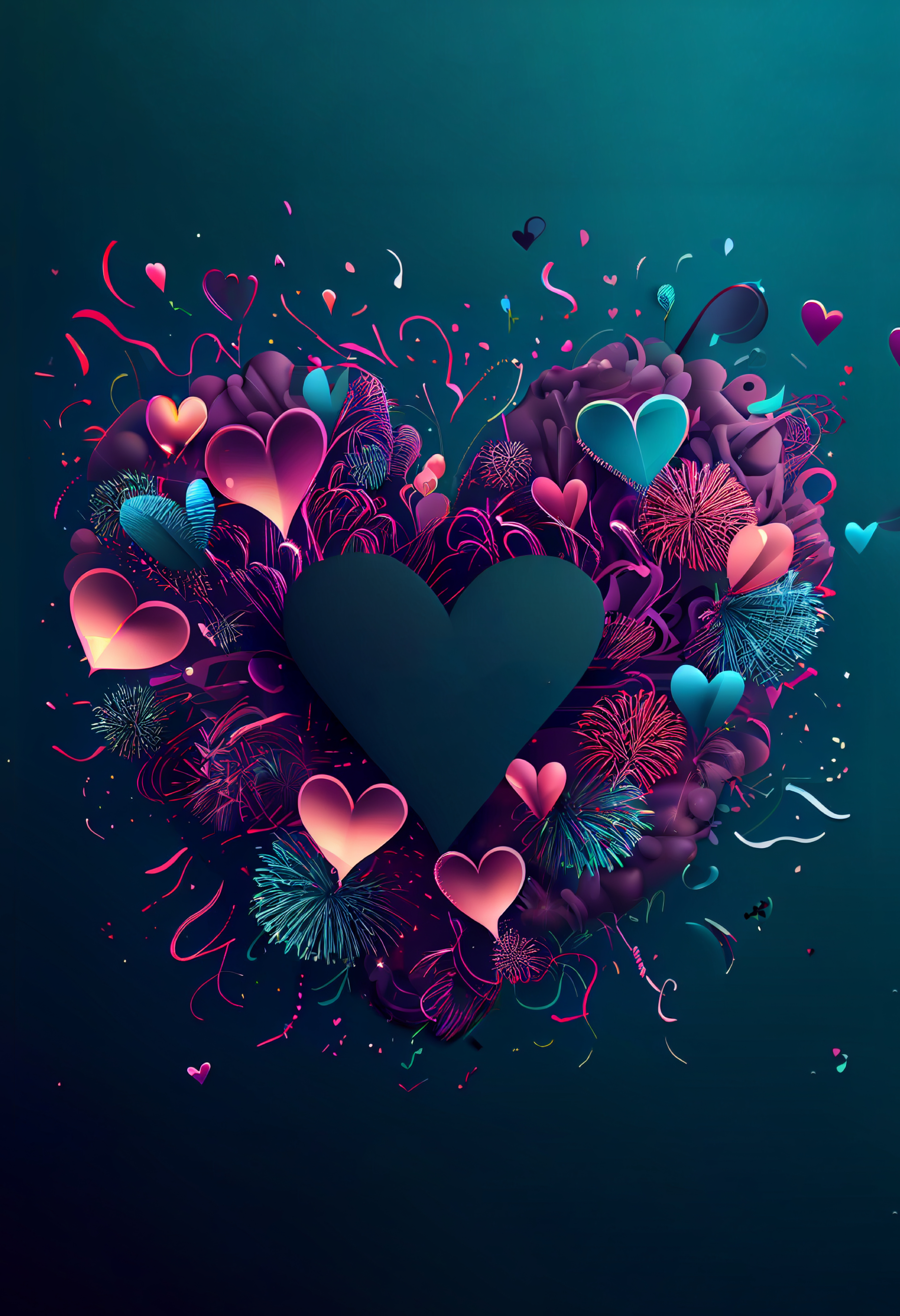 Valentines Day Holiday Greeting Card Background with Hearts