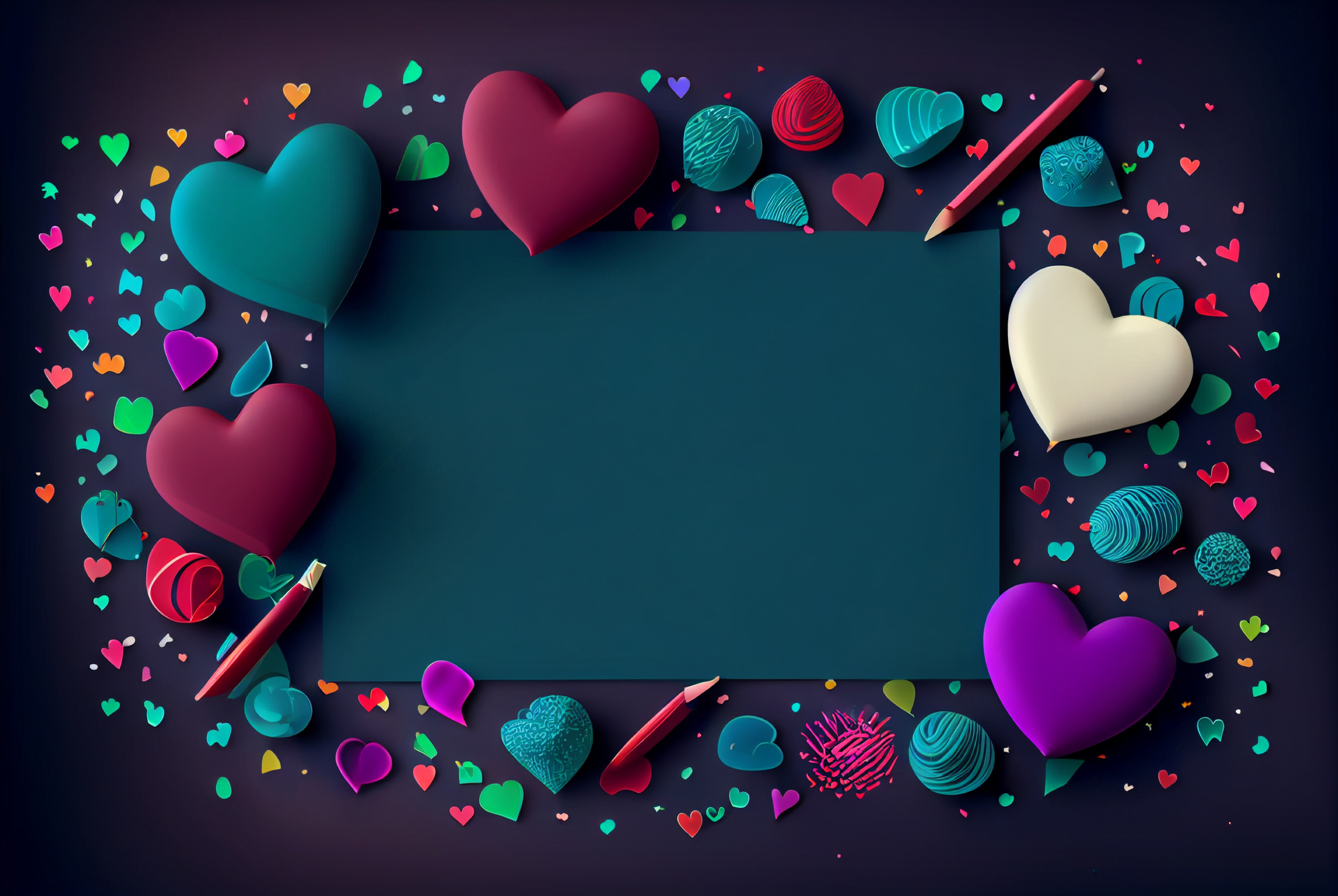 Valentines Day Holiday Greeting Card Background with Hearts