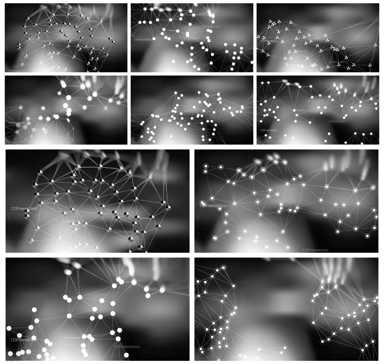 Creative Collection: Cool Grey Connected Lines and Dots Background Designs