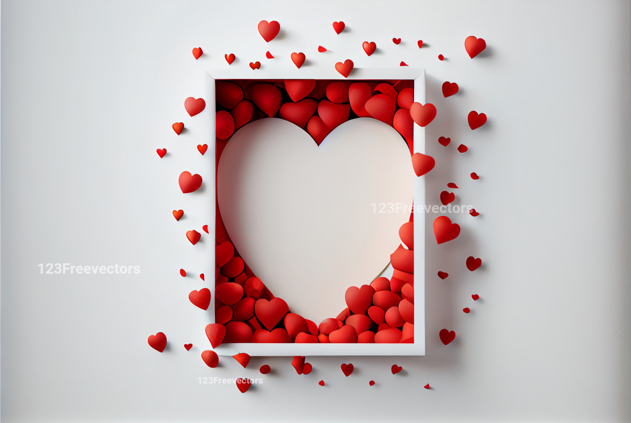 Valentines Day Greetings White Background with Red Hearts