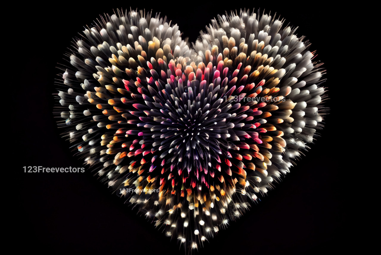 Heart Shaped Colorful Fireworks