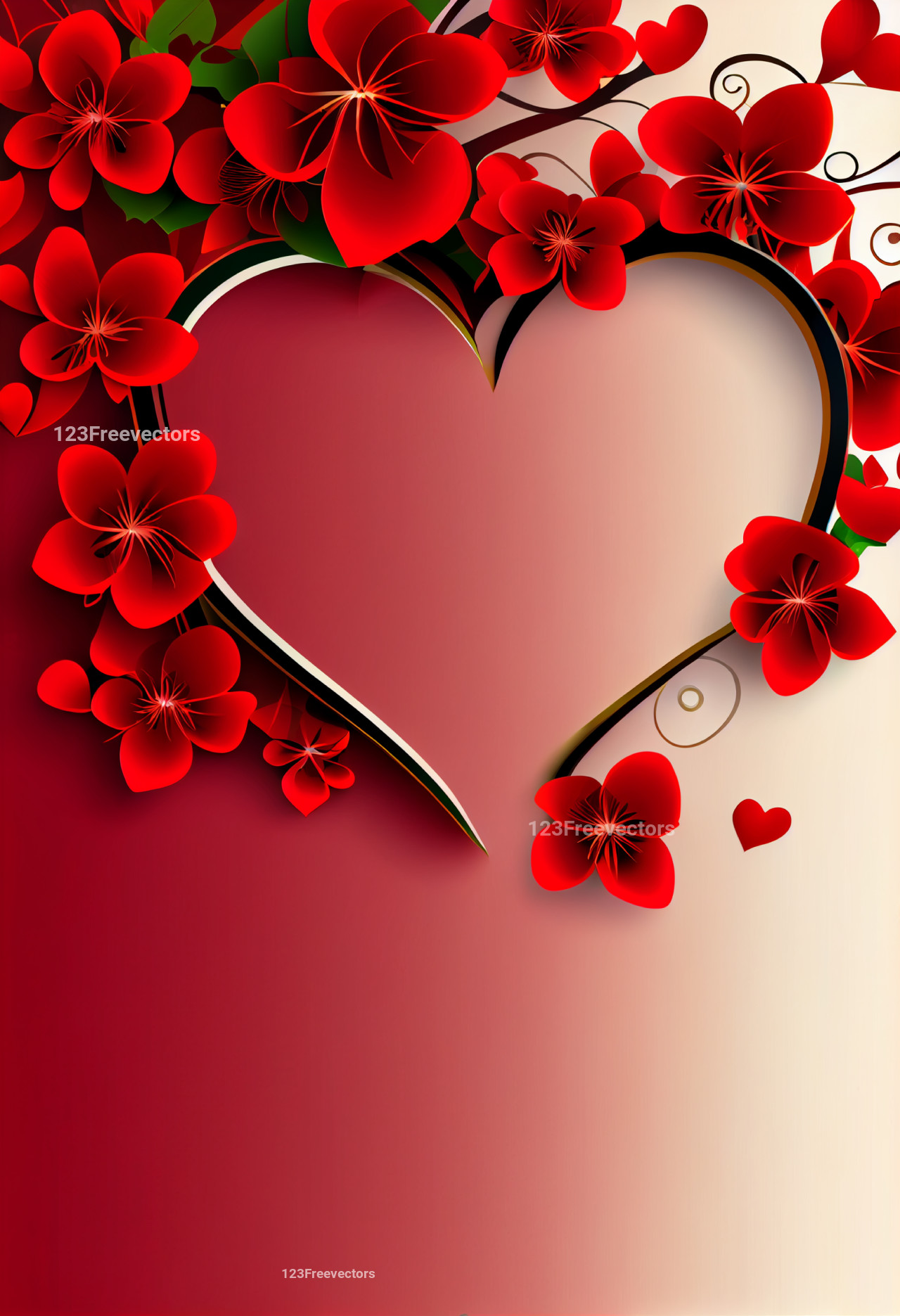 Valentines Day Background with Floral Heart