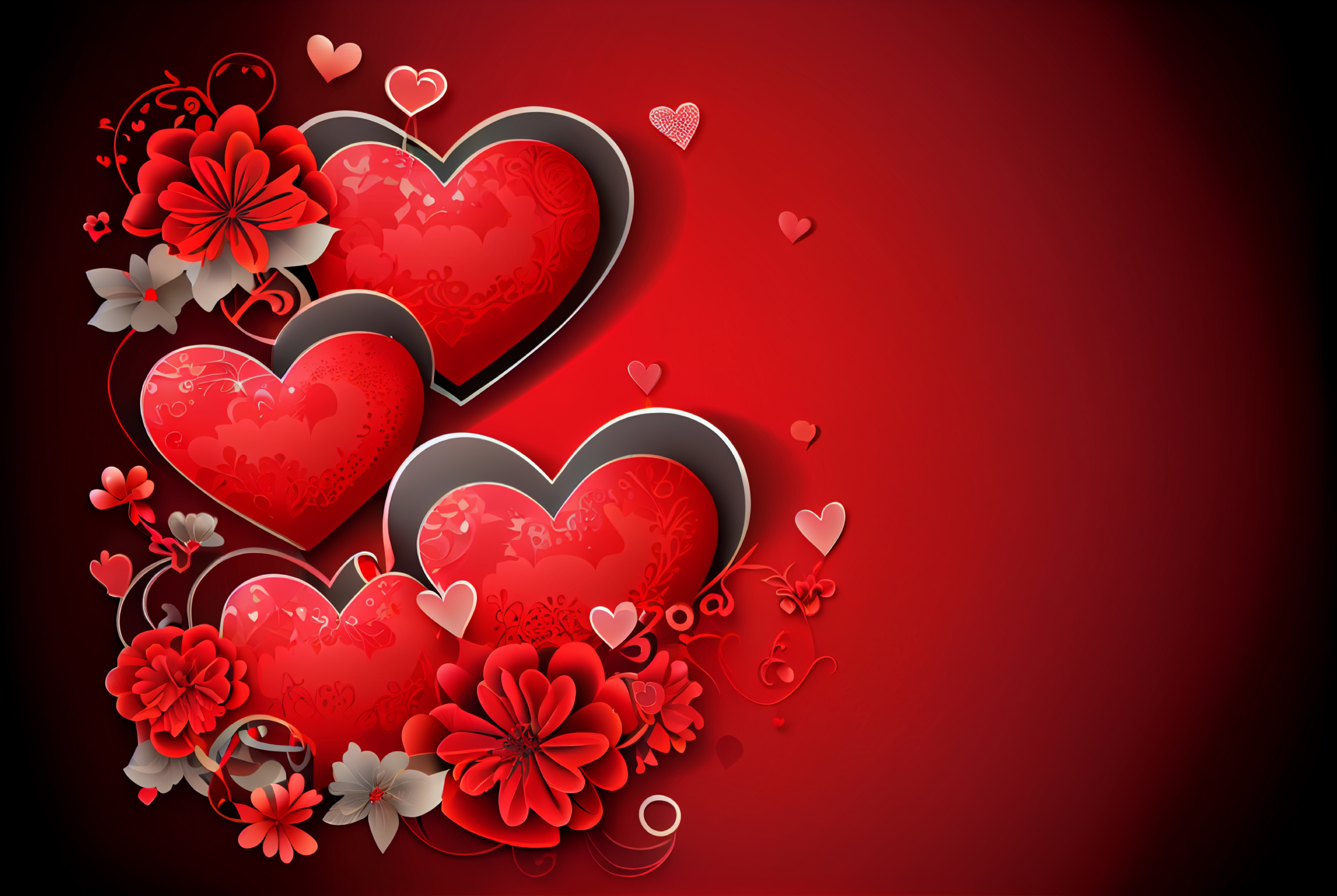 Floral Hearts Valentine Day Background