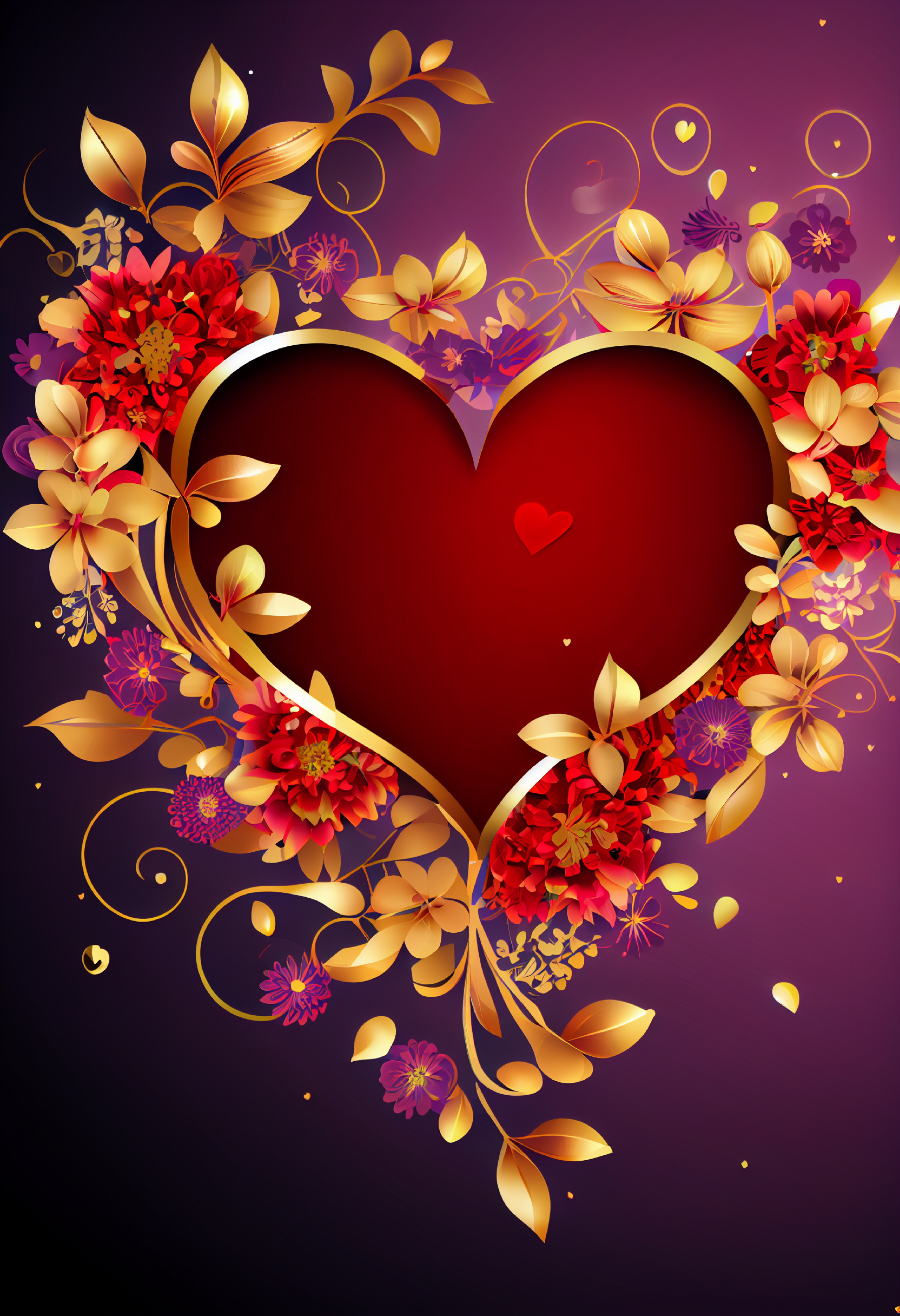 Valentines Day Floral Heart Background