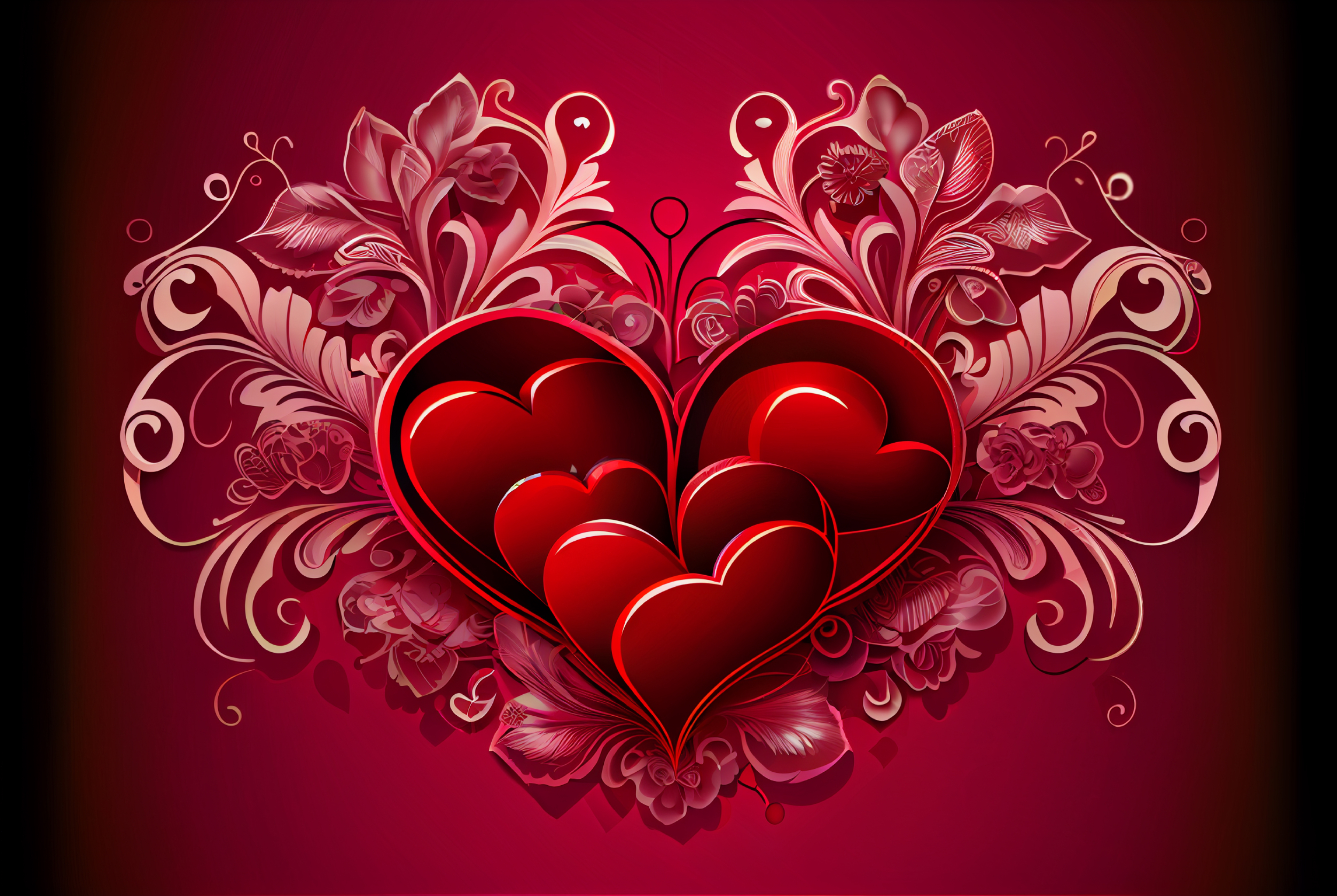 Valentines Day Background with Floral Heart