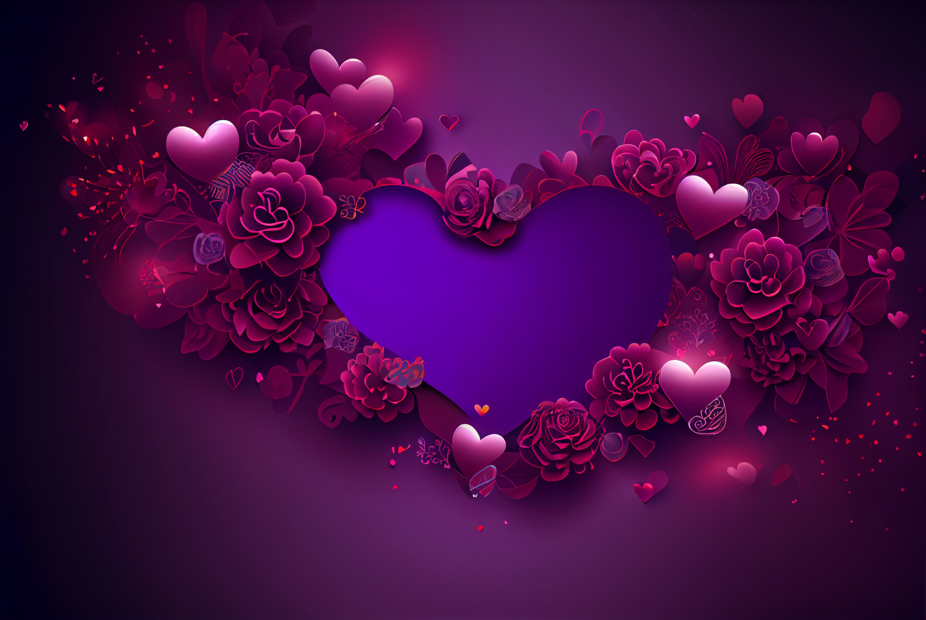 Floral Hearts Valentine Day Background