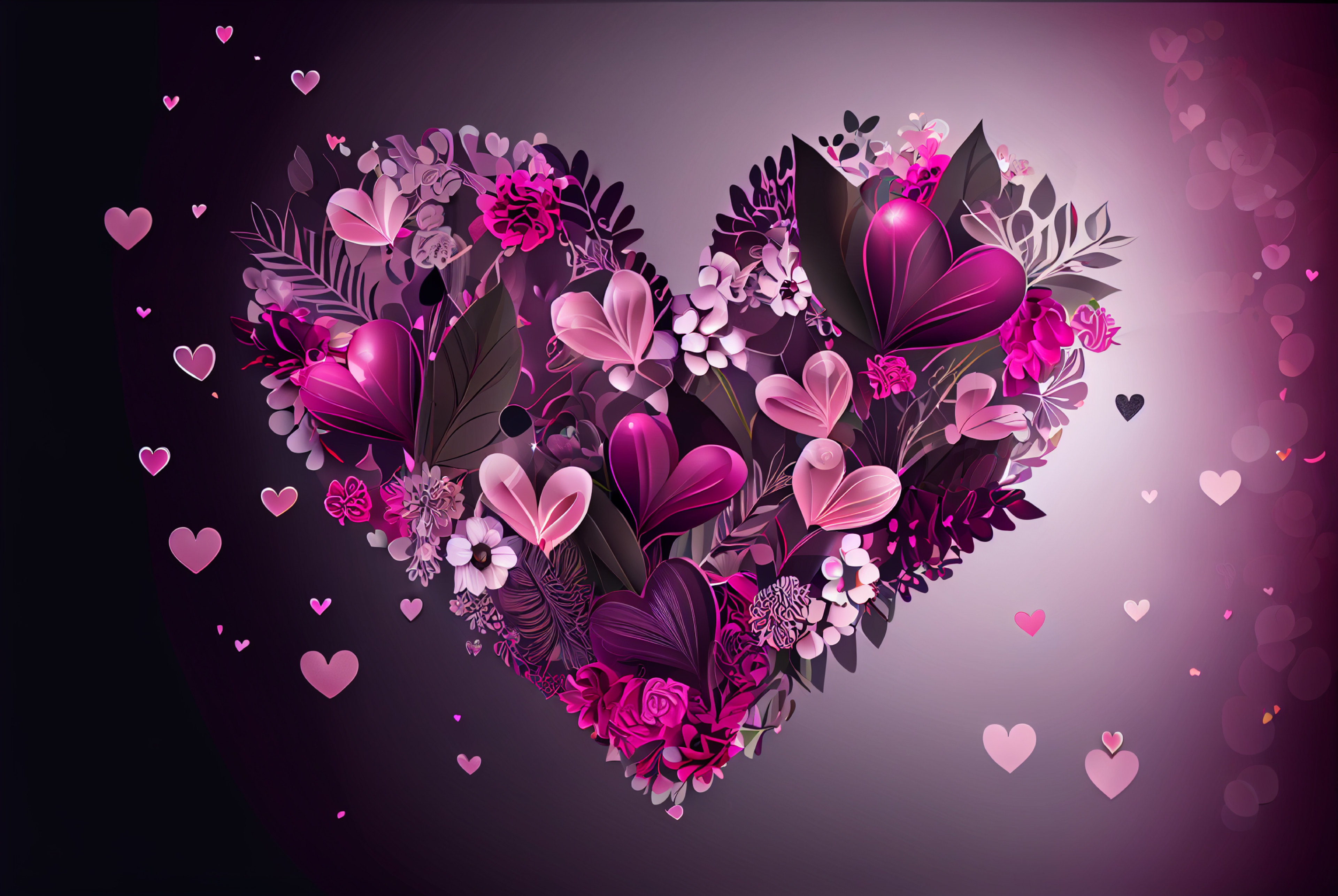 Valentines Day Background with Floral Heart