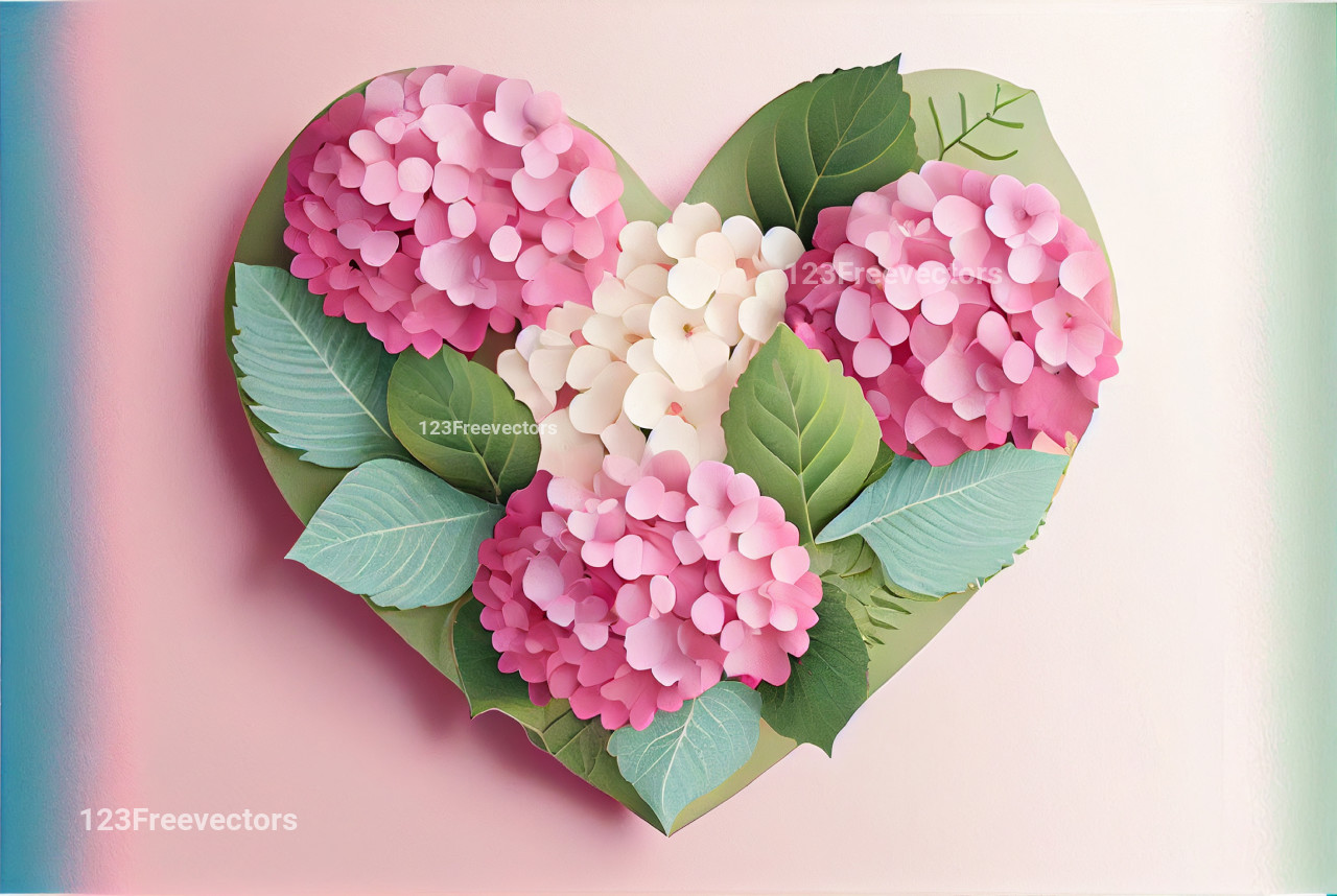 Hydrangea Flowers Valentines Heart Love Background