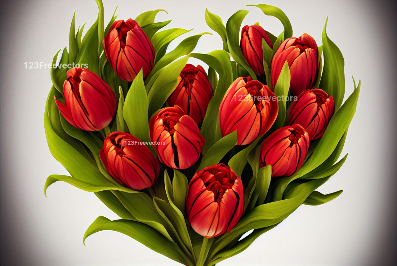 Tulip Flowers Valentines Heart Love Background