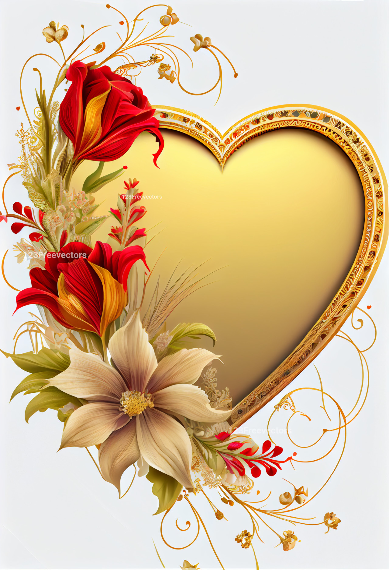 Valentines Flower Ornate White Background