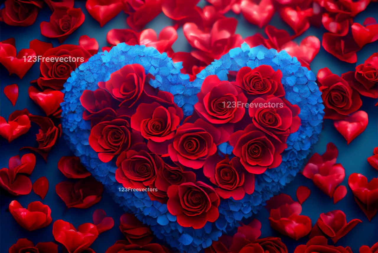 Red Roses And A Heart Shaped Red Heart In The Background Beautiful Picture  For Valentine Day Background Image And Wallpaper for Free Download