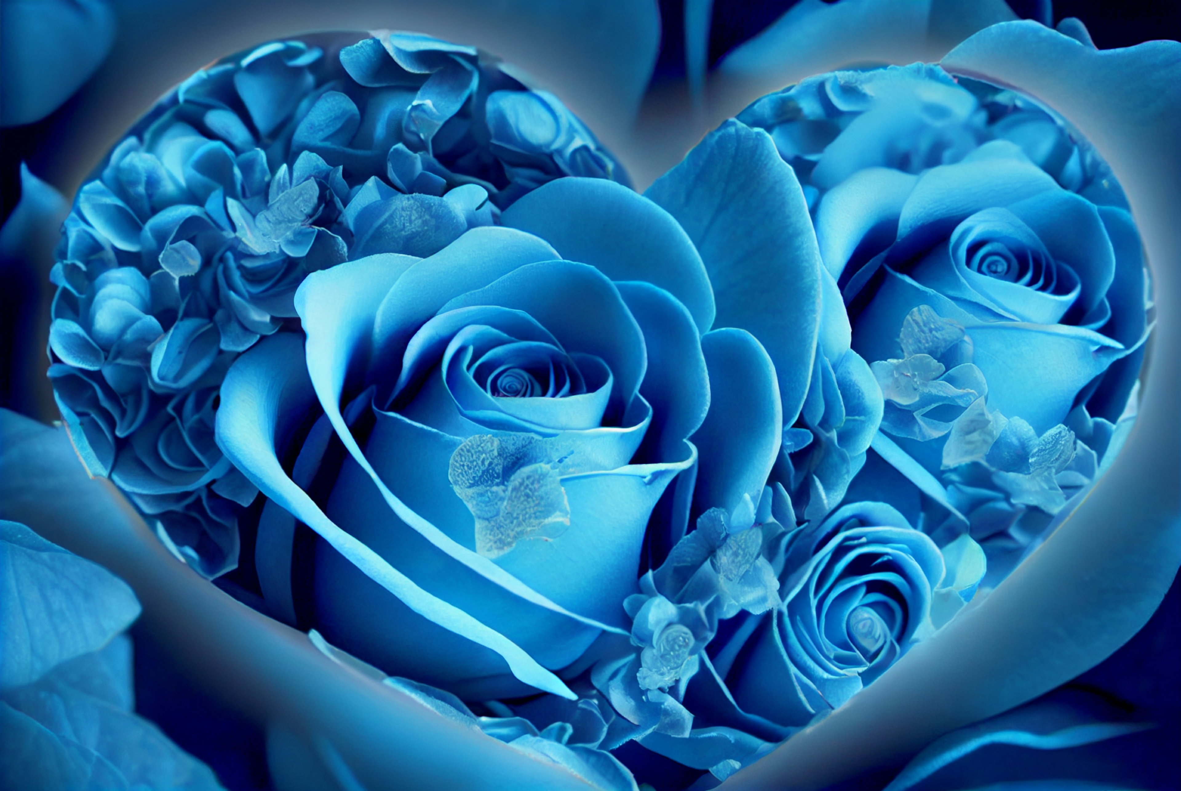 Blue Rose Flowers Valentines Day Heart
