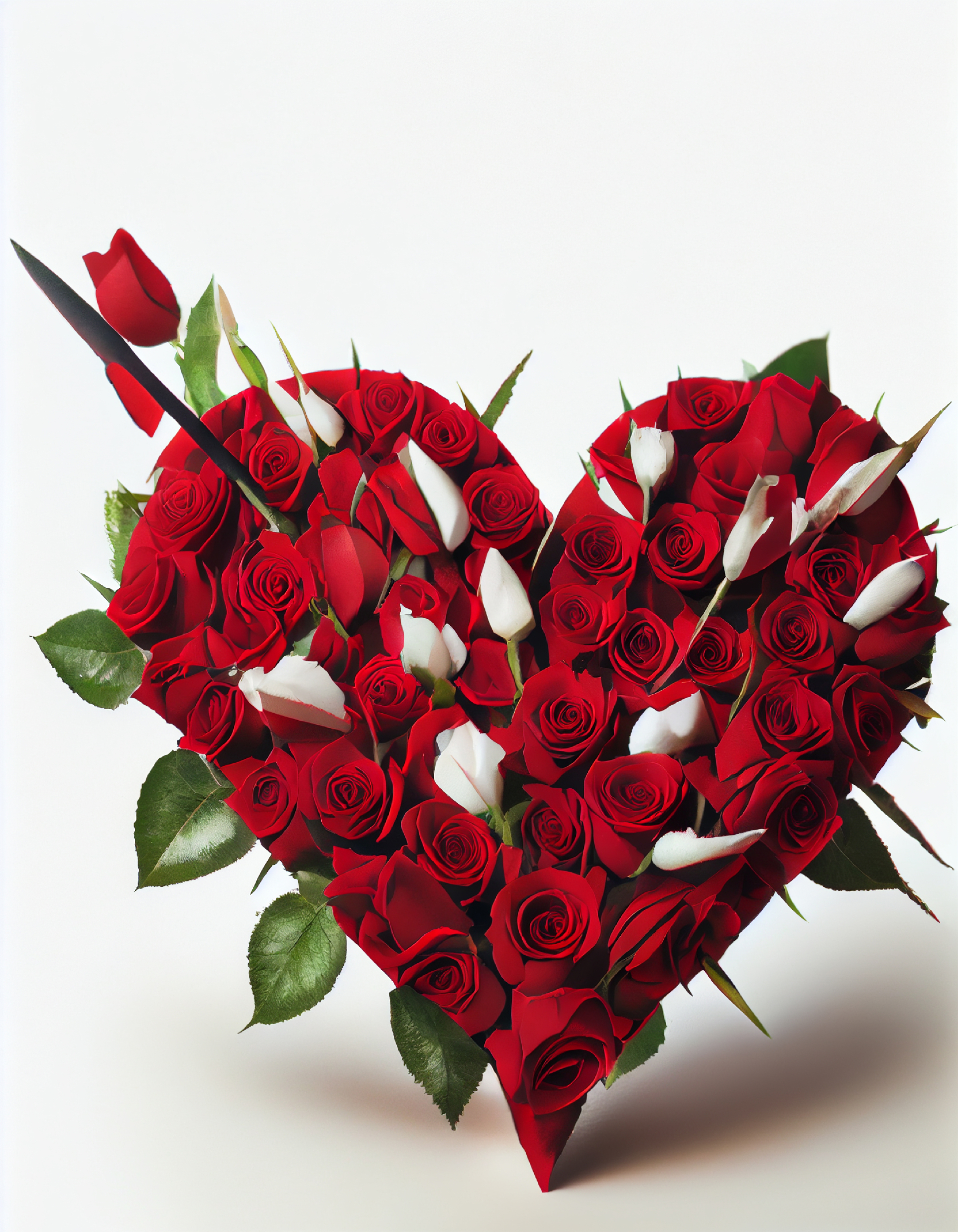 Romantic Red Rose Flowers Heart Shape