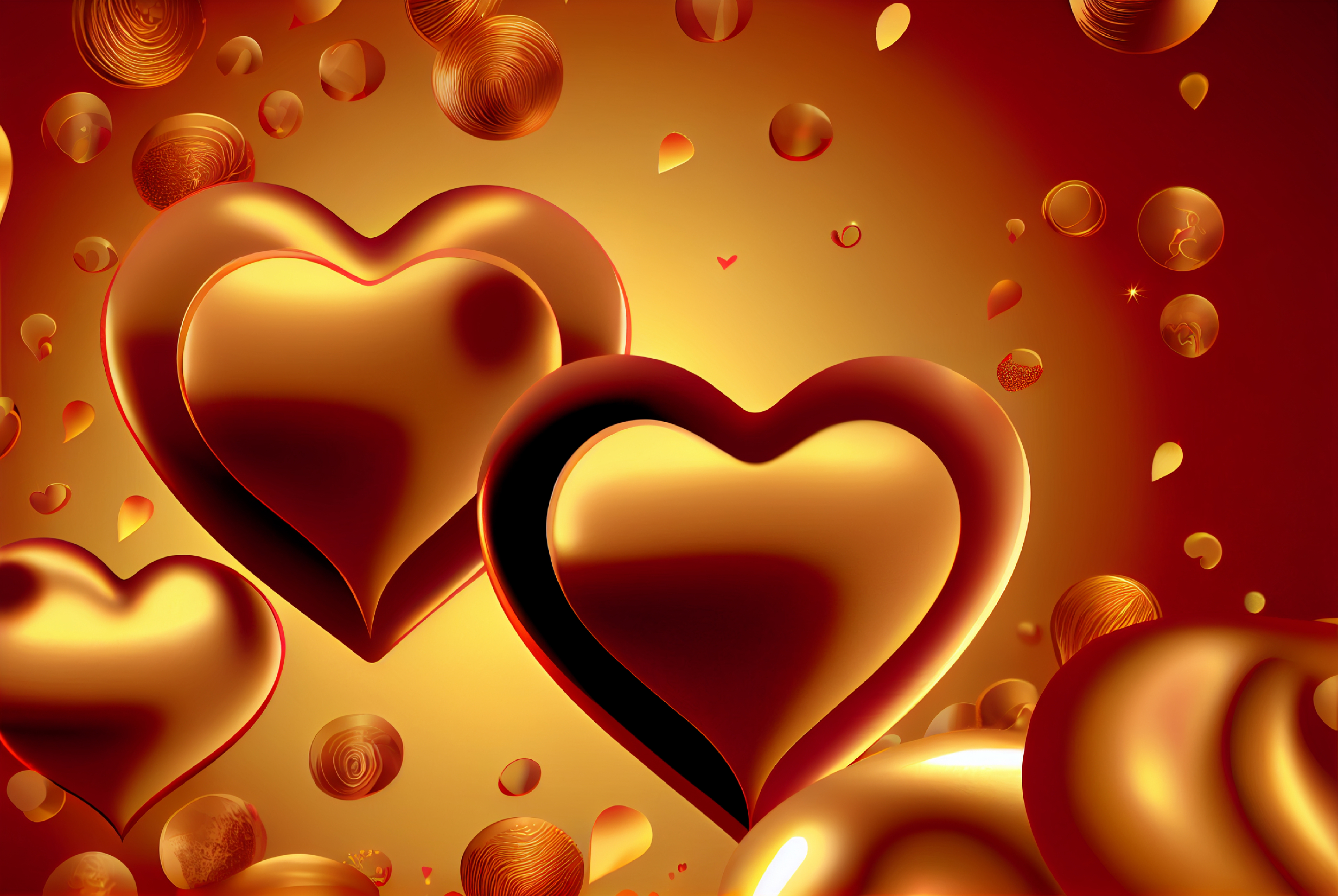 Valentines Day Golden Heart Background