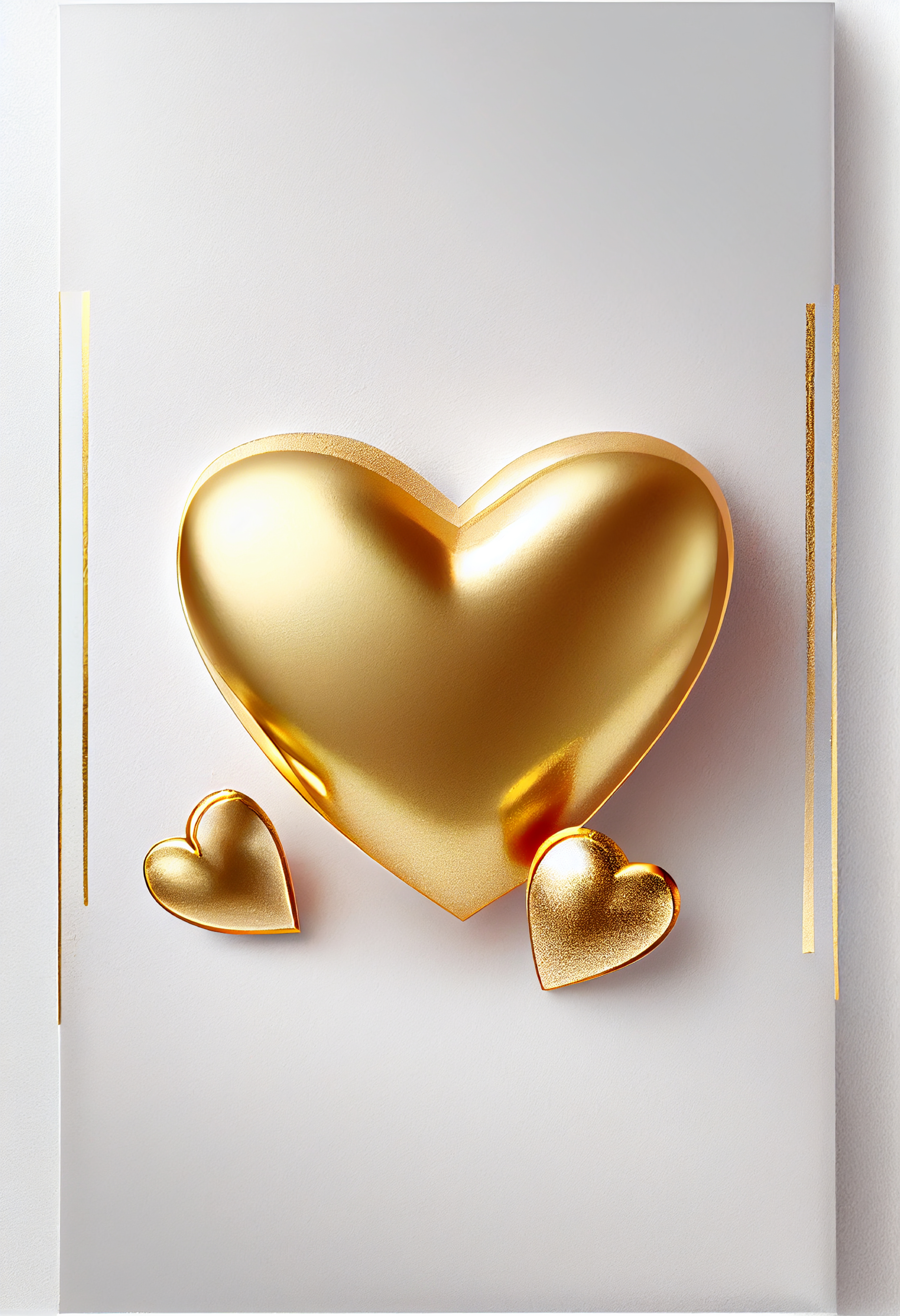 Gold Valentines Day Greetings White Background
