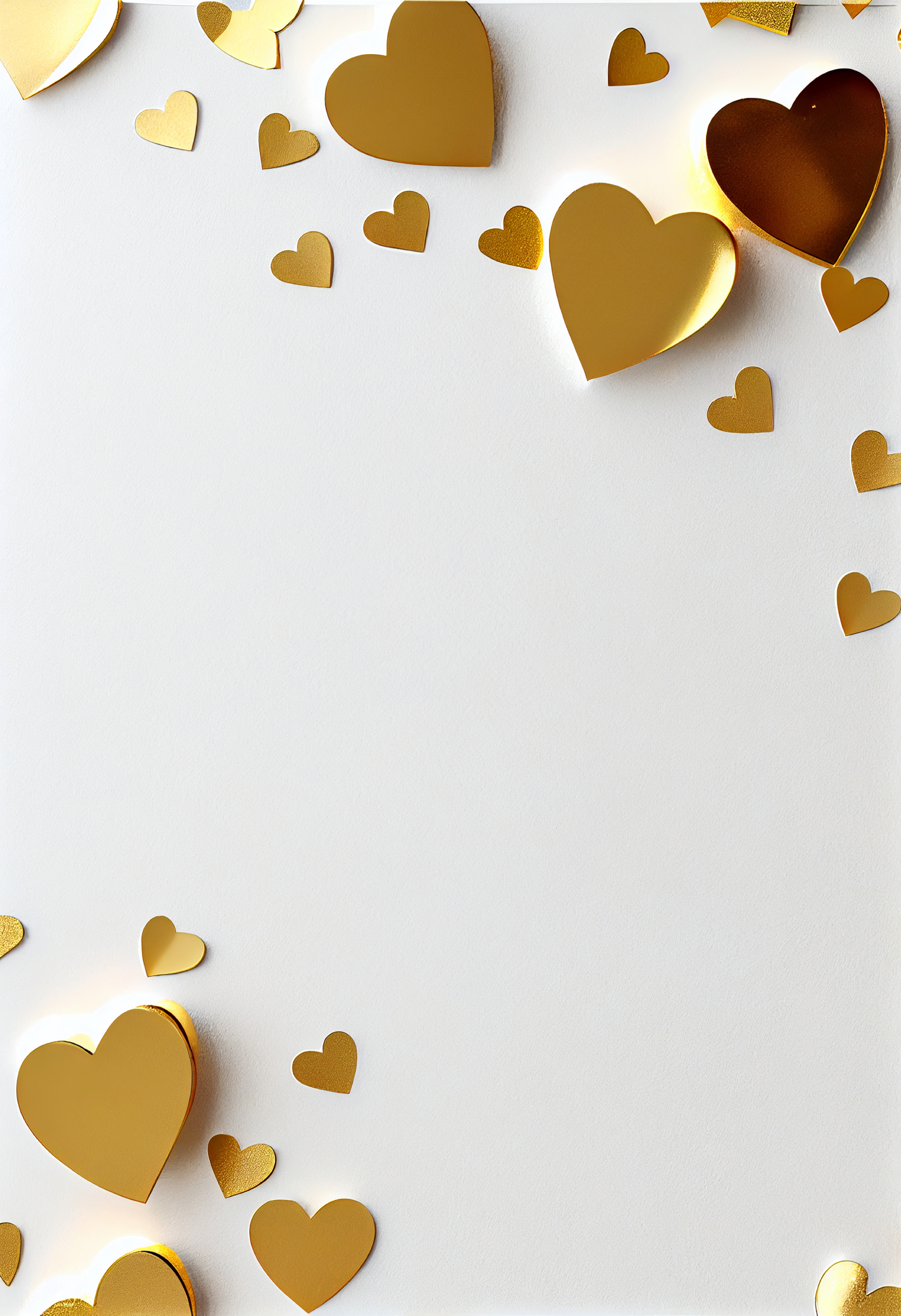 Gold Valentines Day Greetings White Background