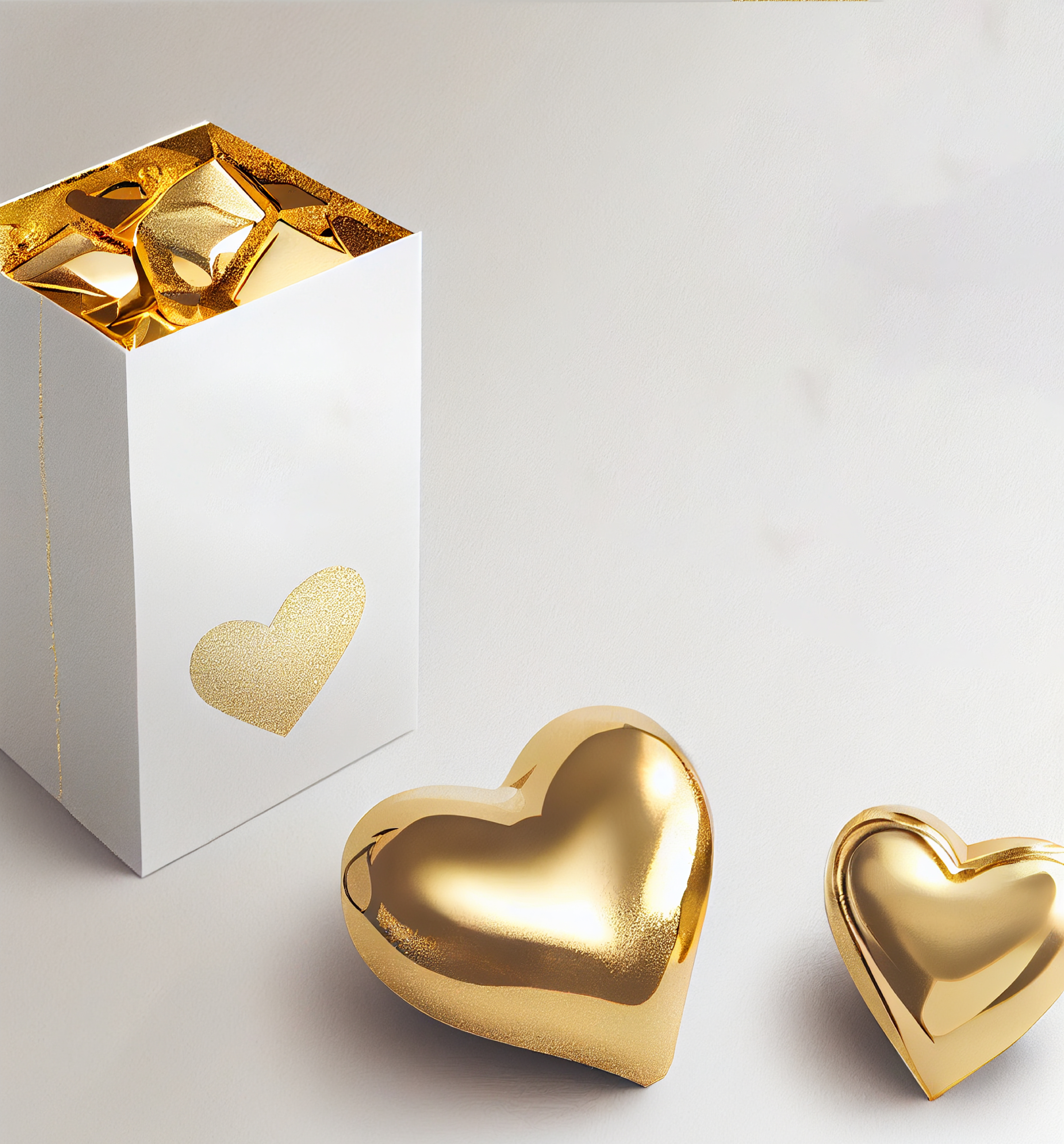 Gold Valentines Day Greetings White Background