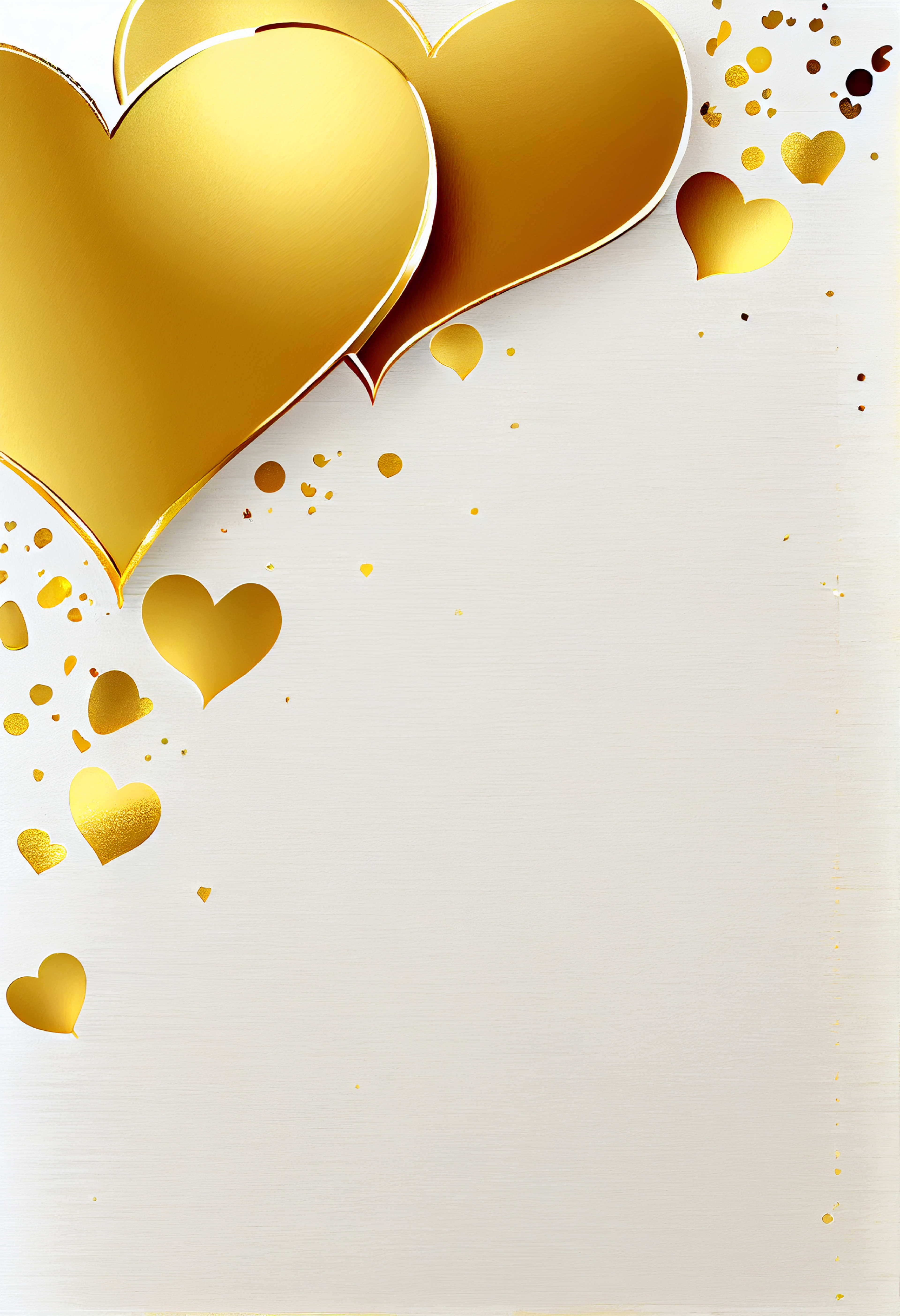Gold Valentines Day Greetings White Background