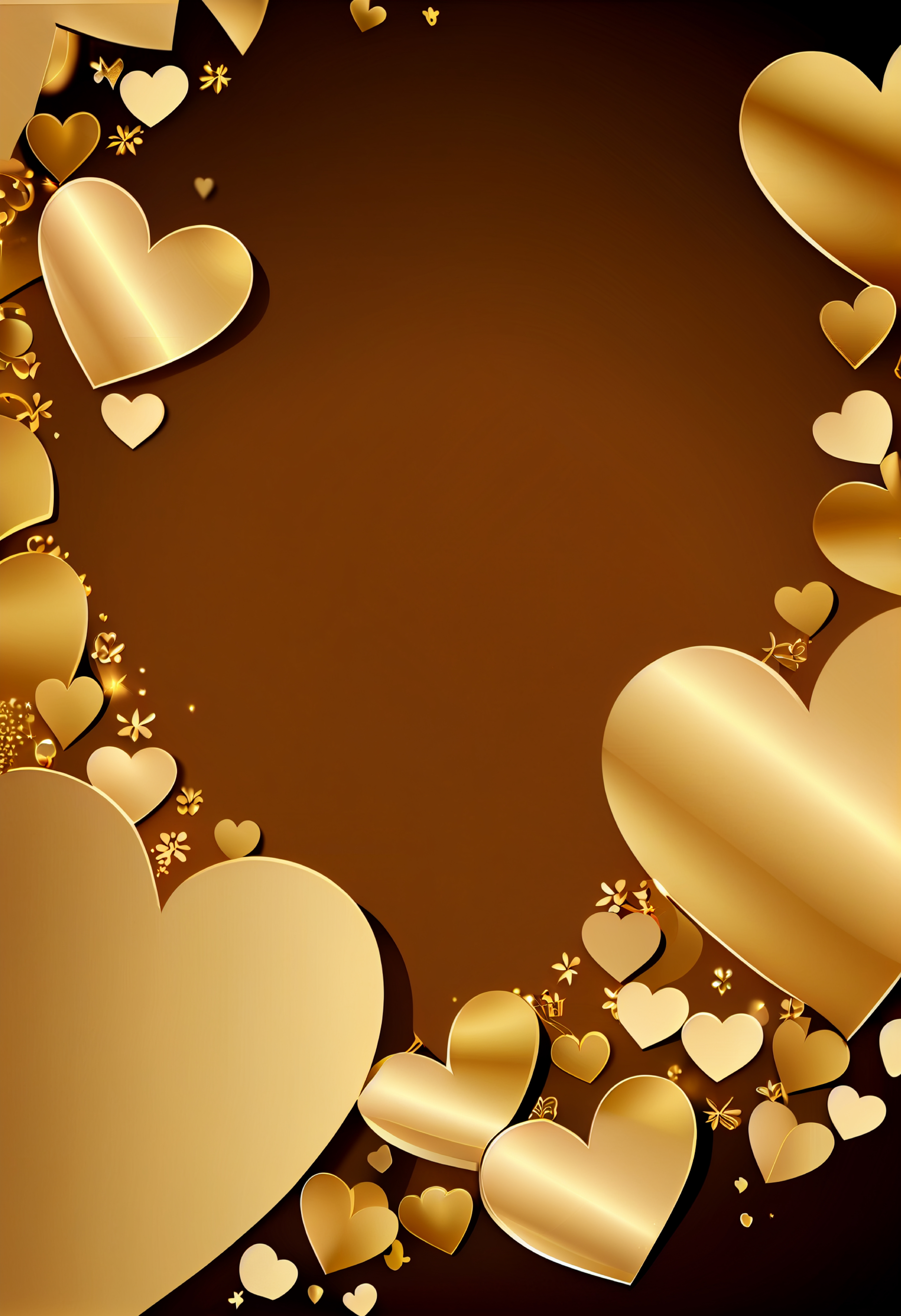 Golden Heart Valentine Day Background