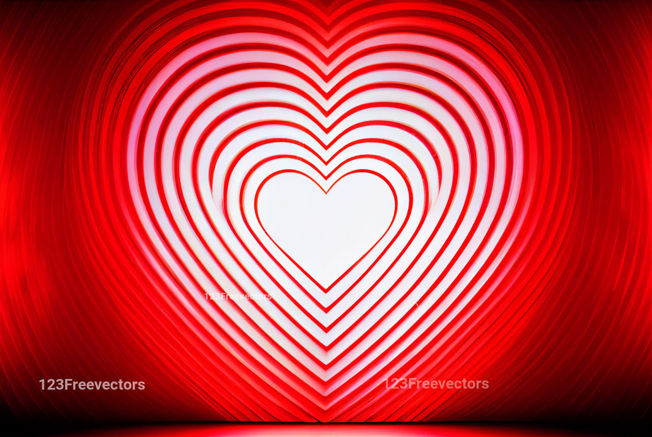 Valentines Day Greetings Neon Red White Background