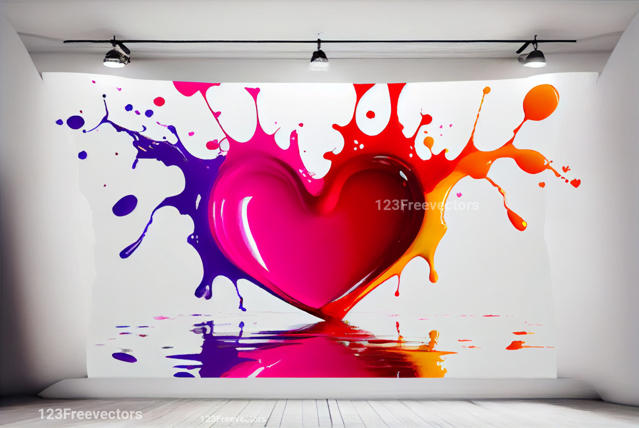 Heart Shape Colorful Paint Splatter