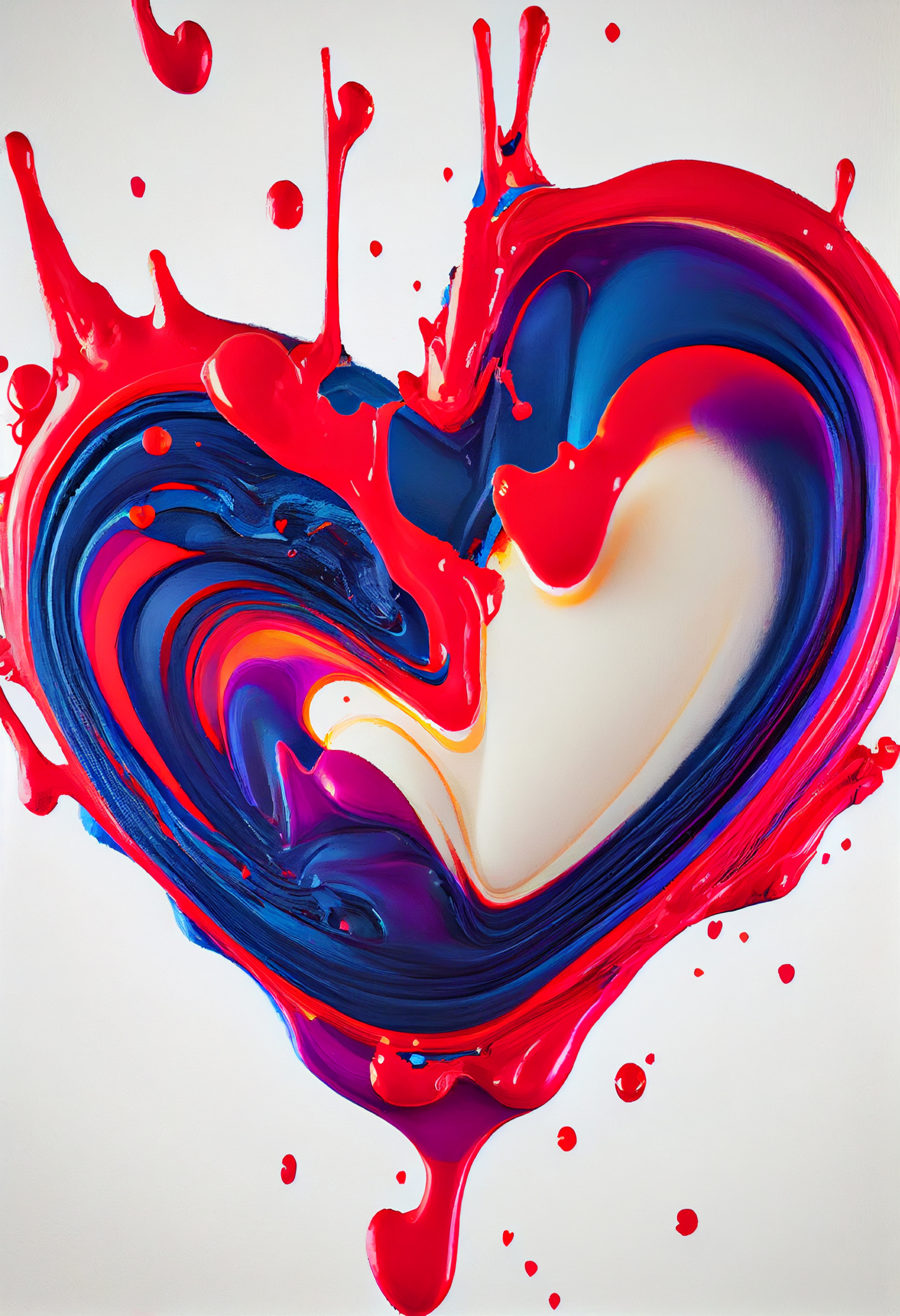 Heart Shape Colorful Paint Dripping Splash