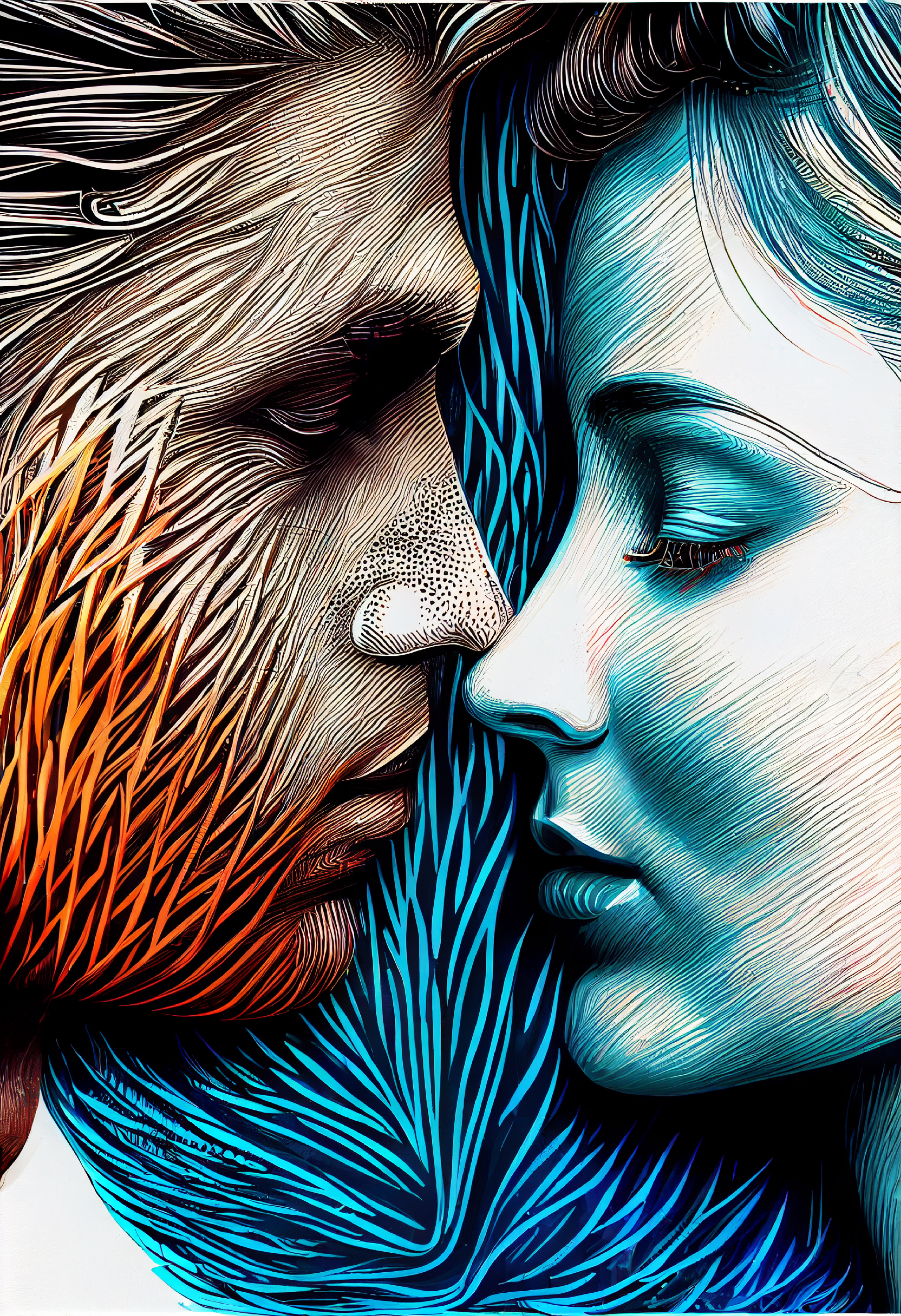Loving Couple Abstract Painting