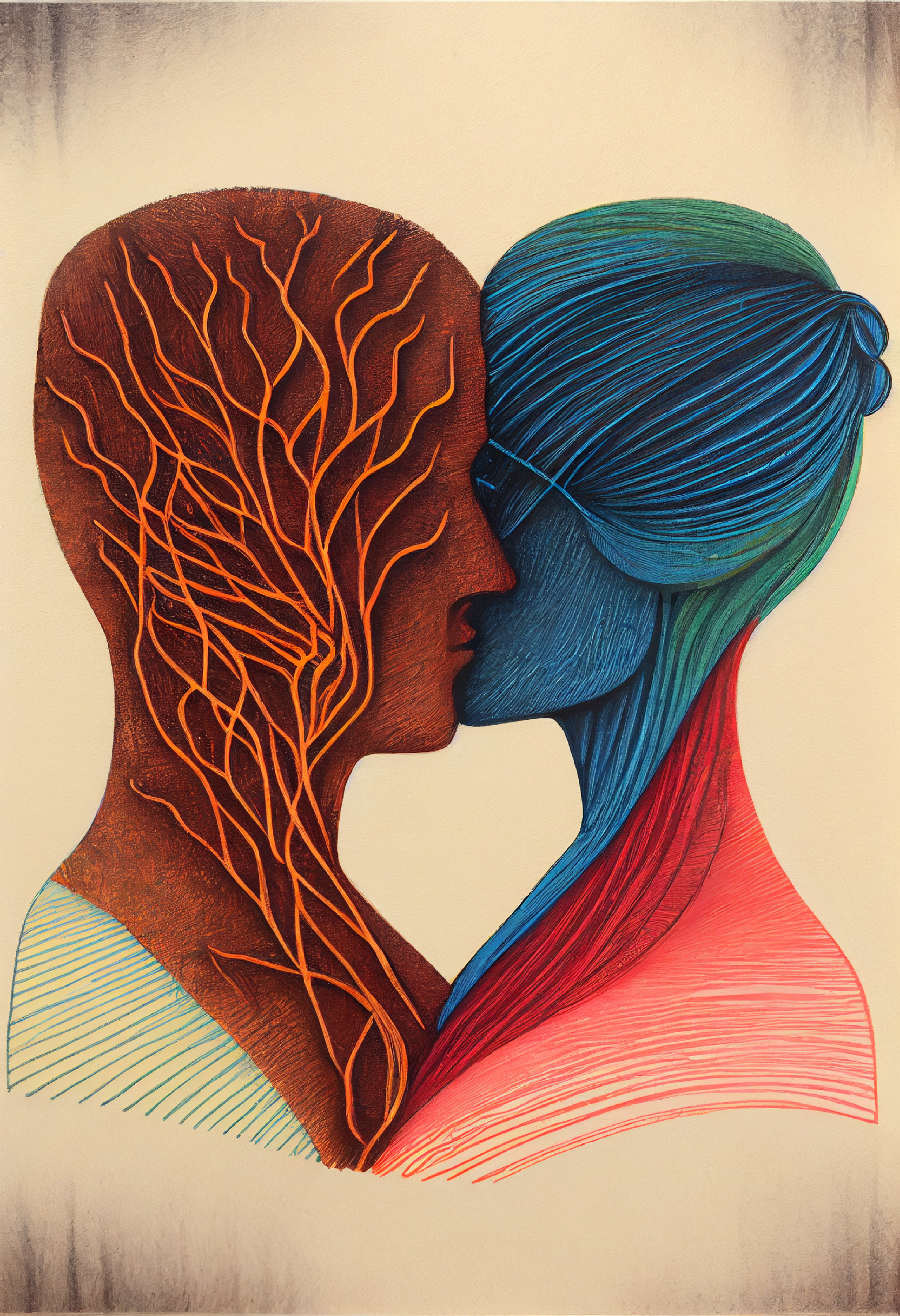 Loving Couple Abstract Painting