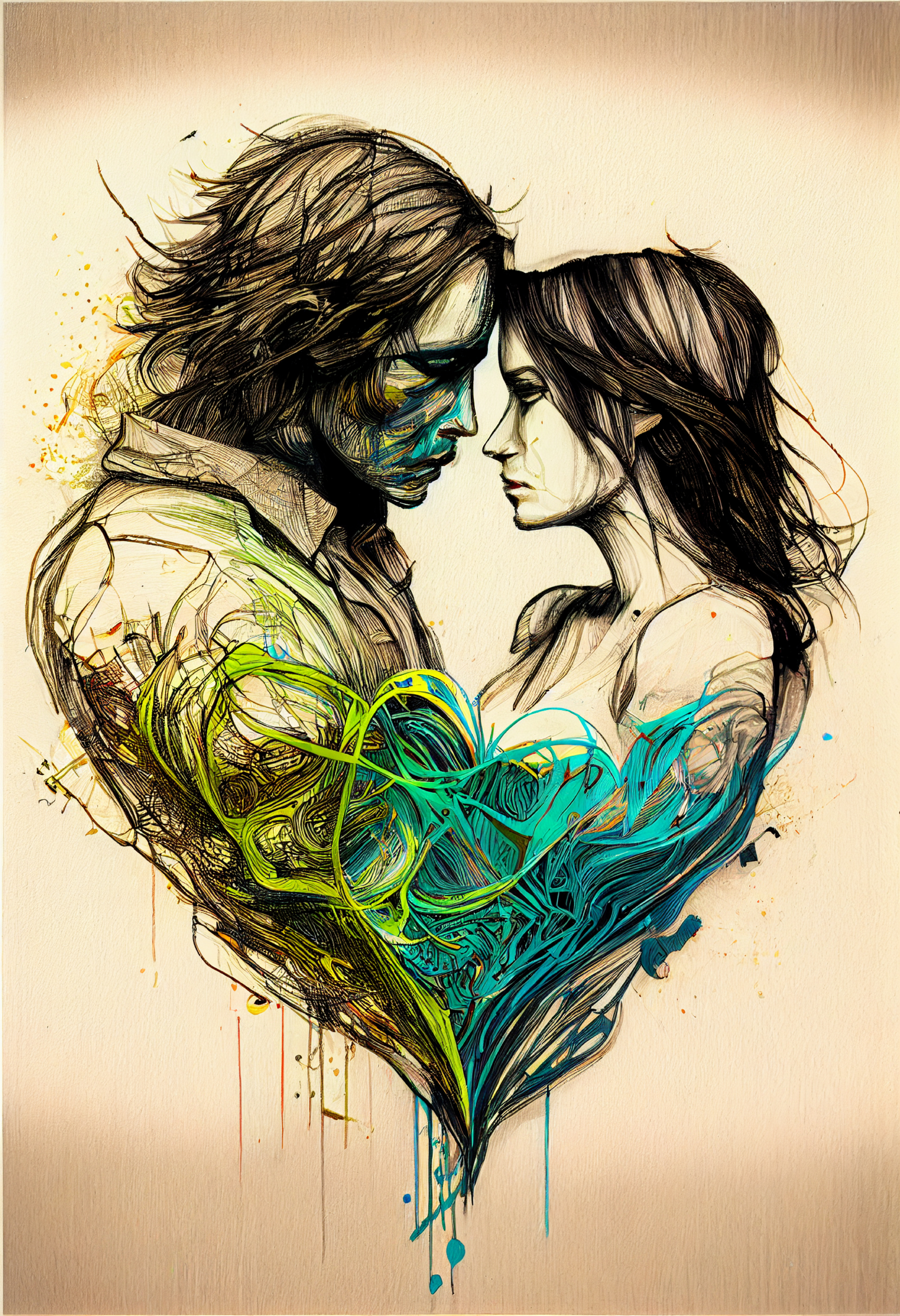 Loving Couple Abstract Painting