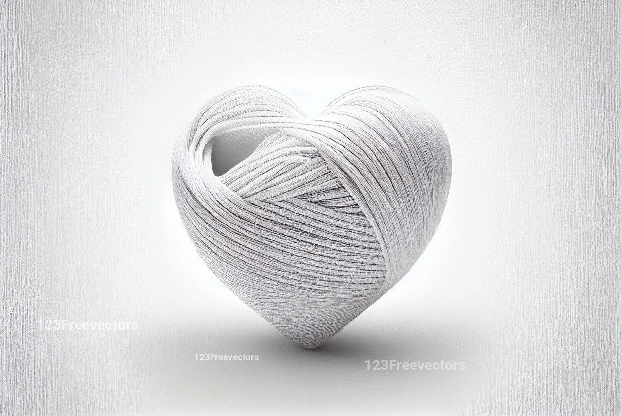 Silk Thread Heart Shape White Background
