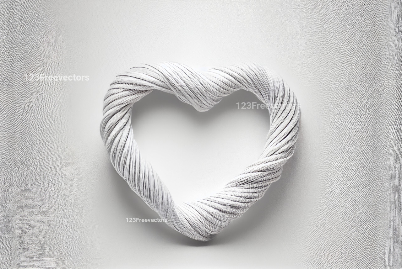 Silk Thread Heart Shape White Background