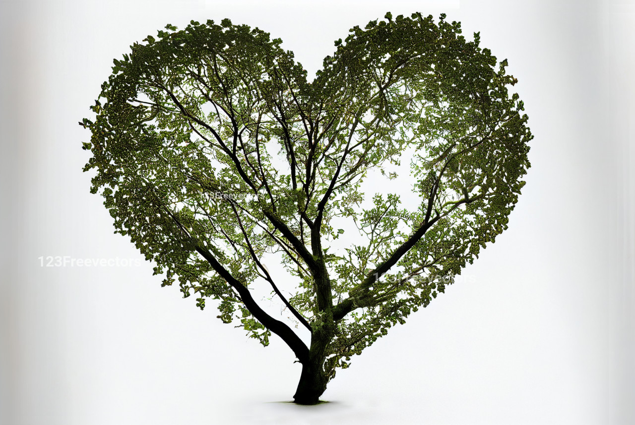 Heart Symbol Tree on White Background
