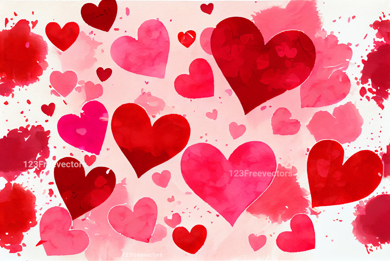 Watercolor set valentines day bright hearts Vector Image