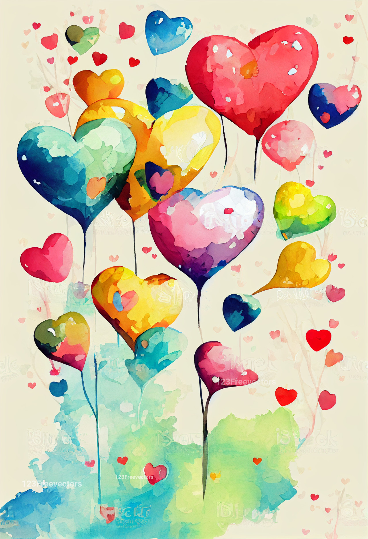 Valentine Heart Watercolor Background