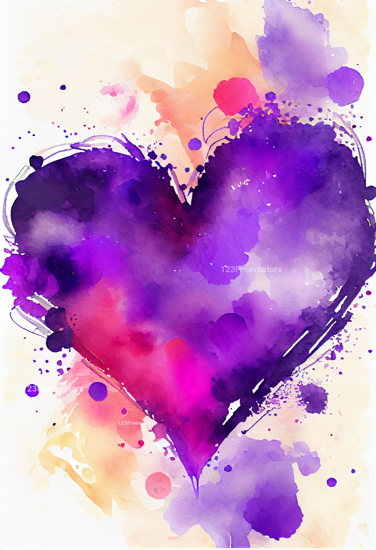 Valentine Heart Watercolor Background