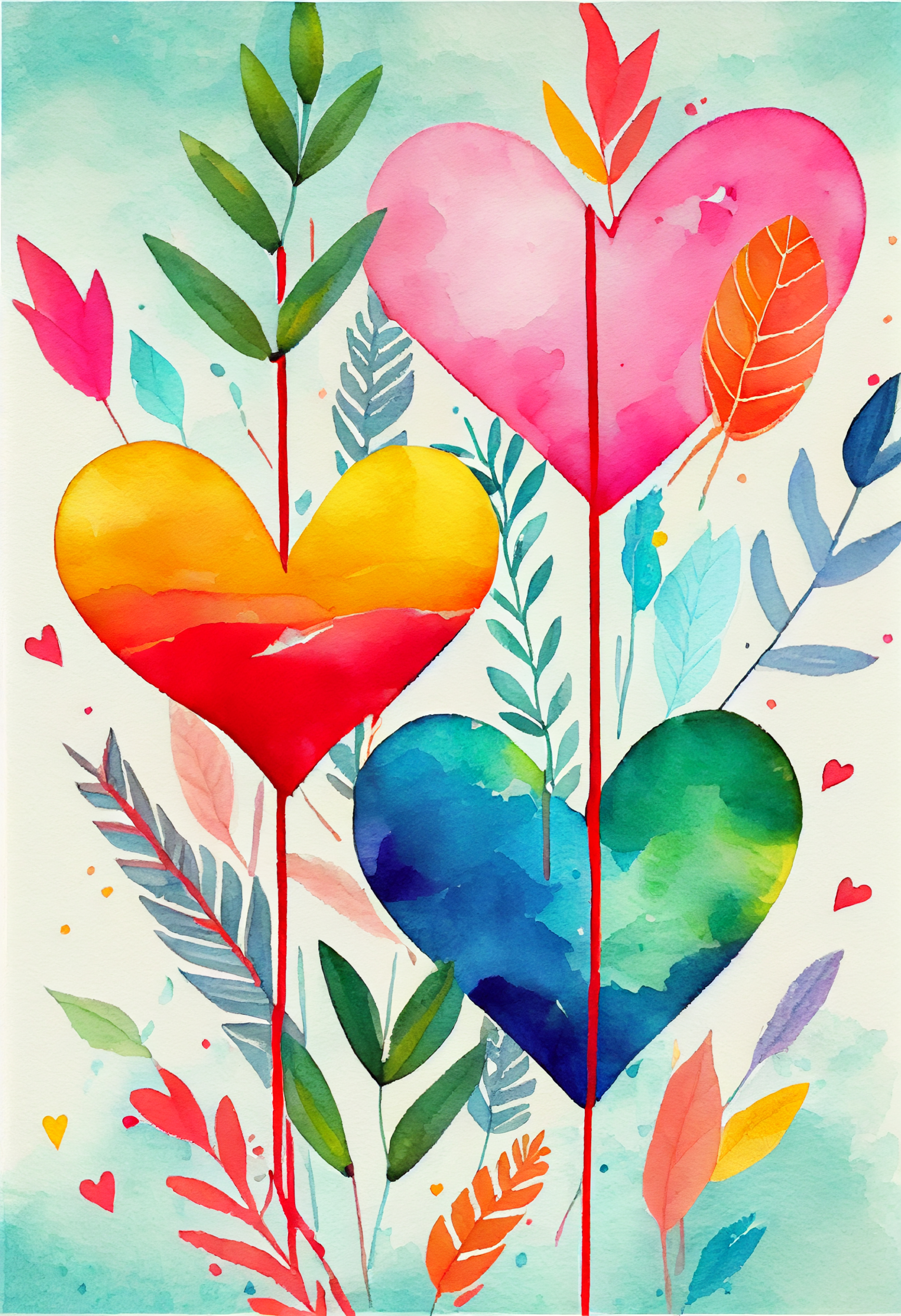 Heart and Arrows Watercolor Painting