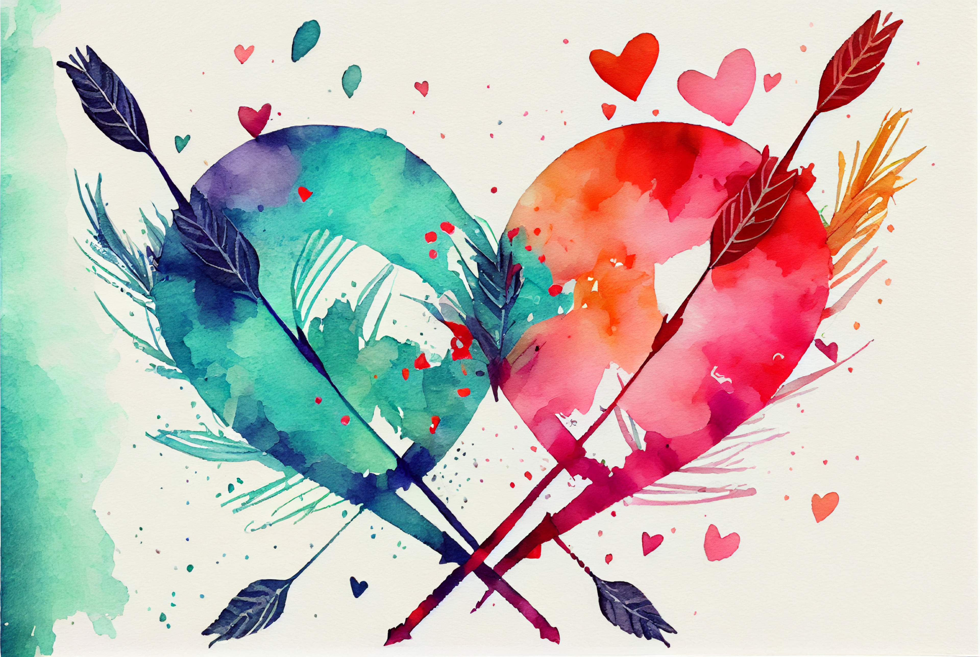 Heart and Arrows Watercolor