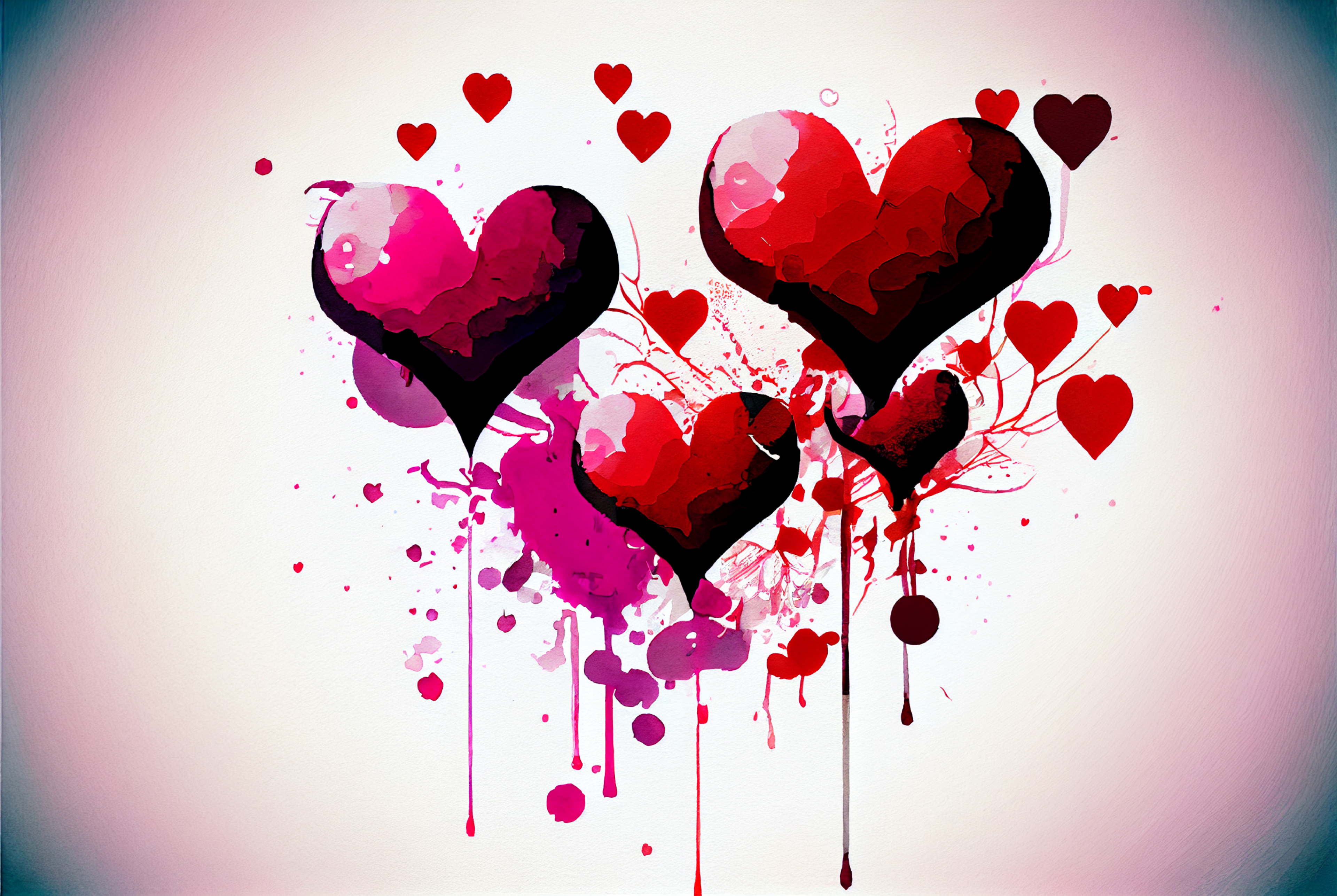 Valentines Day Heart Watercolor Background