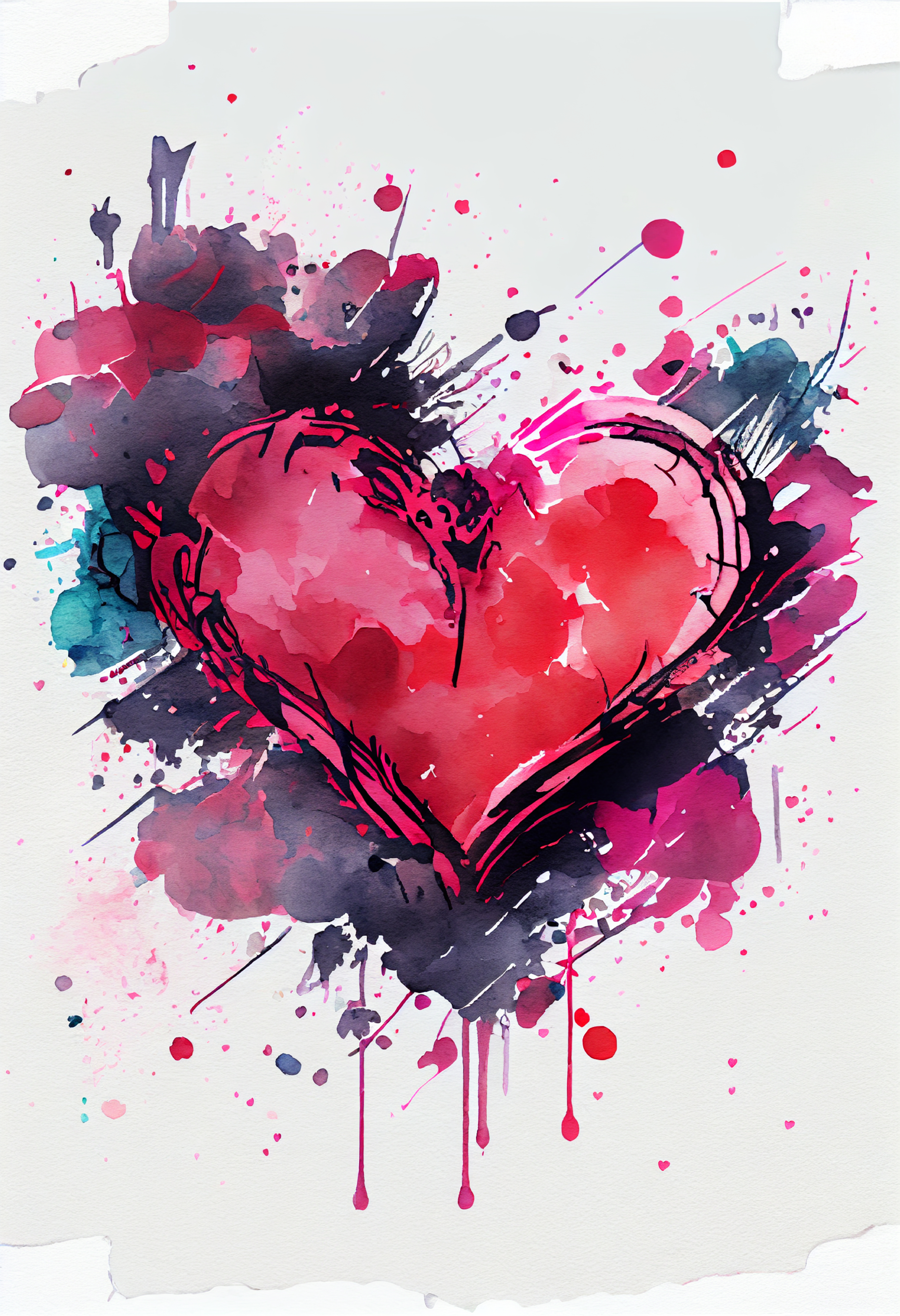 Valentine Heart Watercolor Background