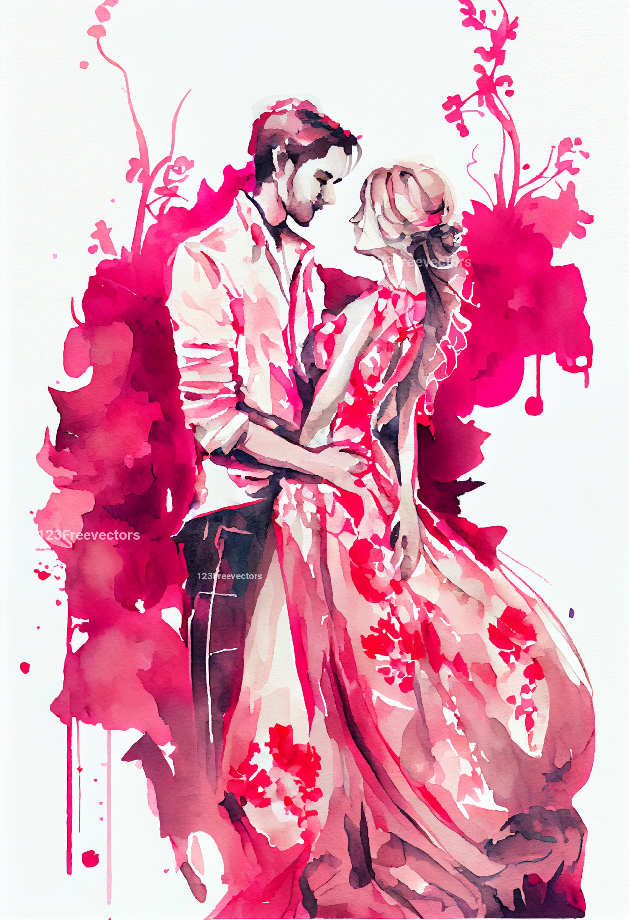 Valentines Day Heart Watercolor Background