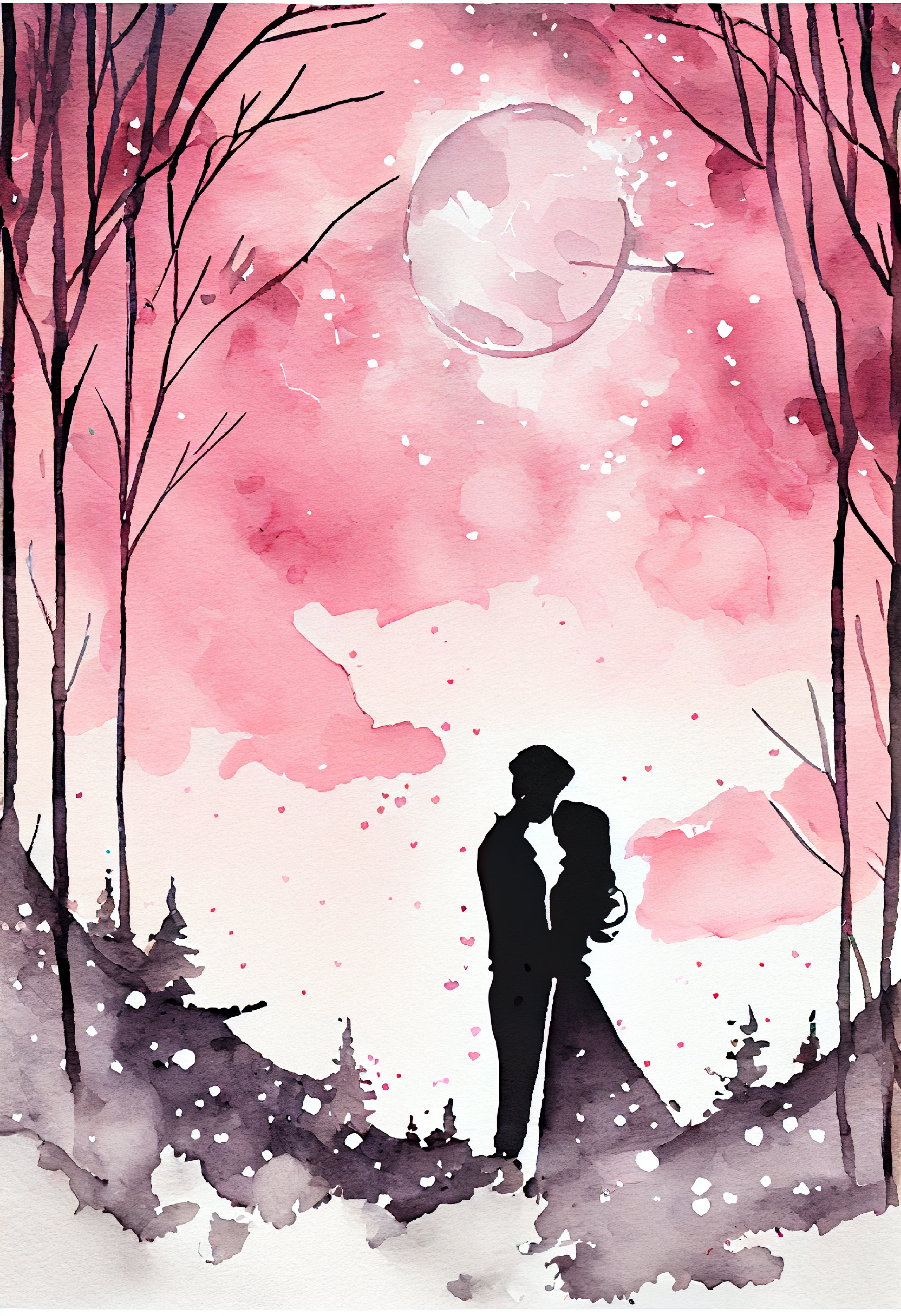 Valentines Day Watercolor Background
