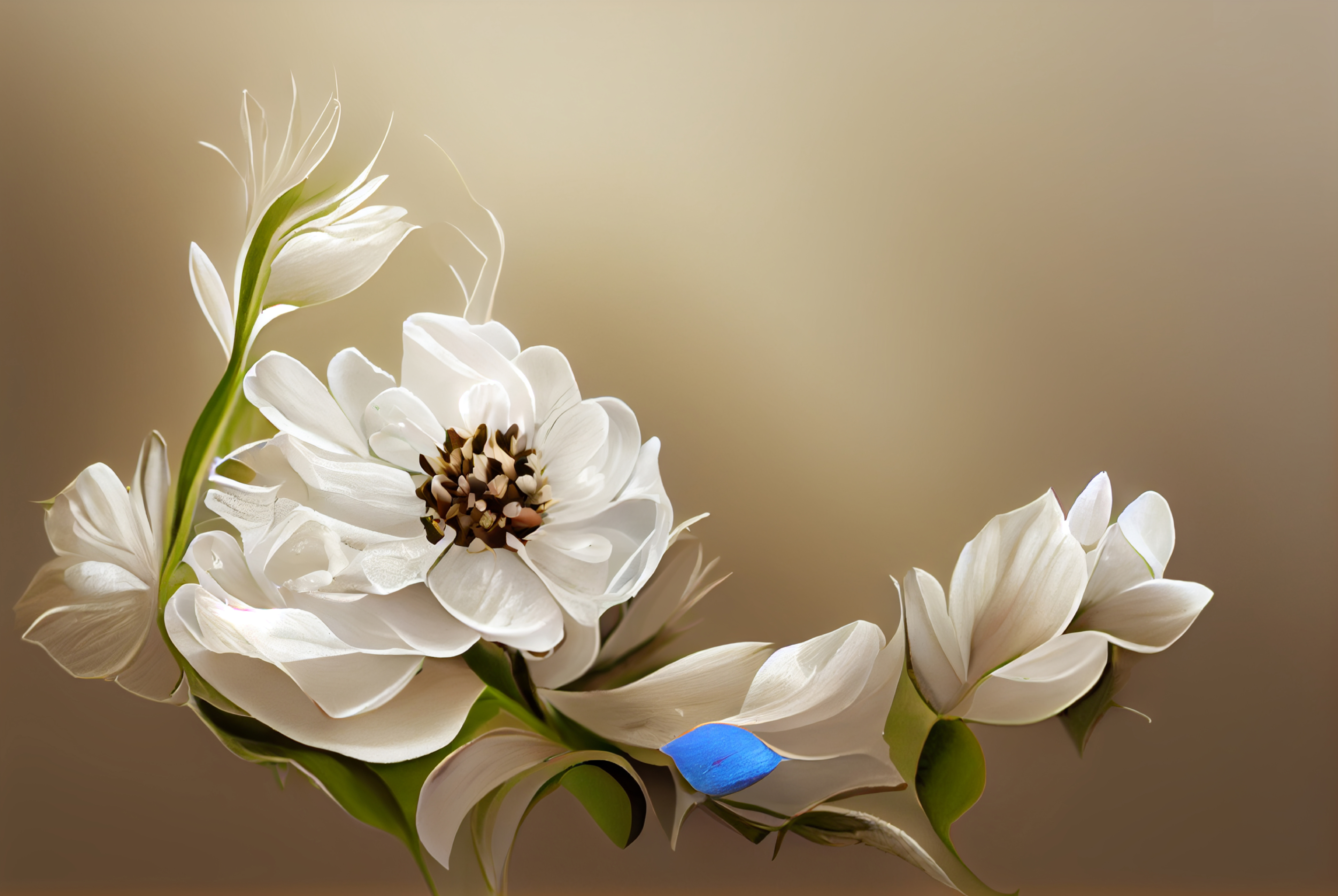 White Flower on Beige Card Background Image