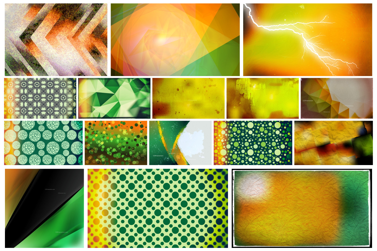 Vibrant Fusion: A Colorful Collection of Orange and Green Designs