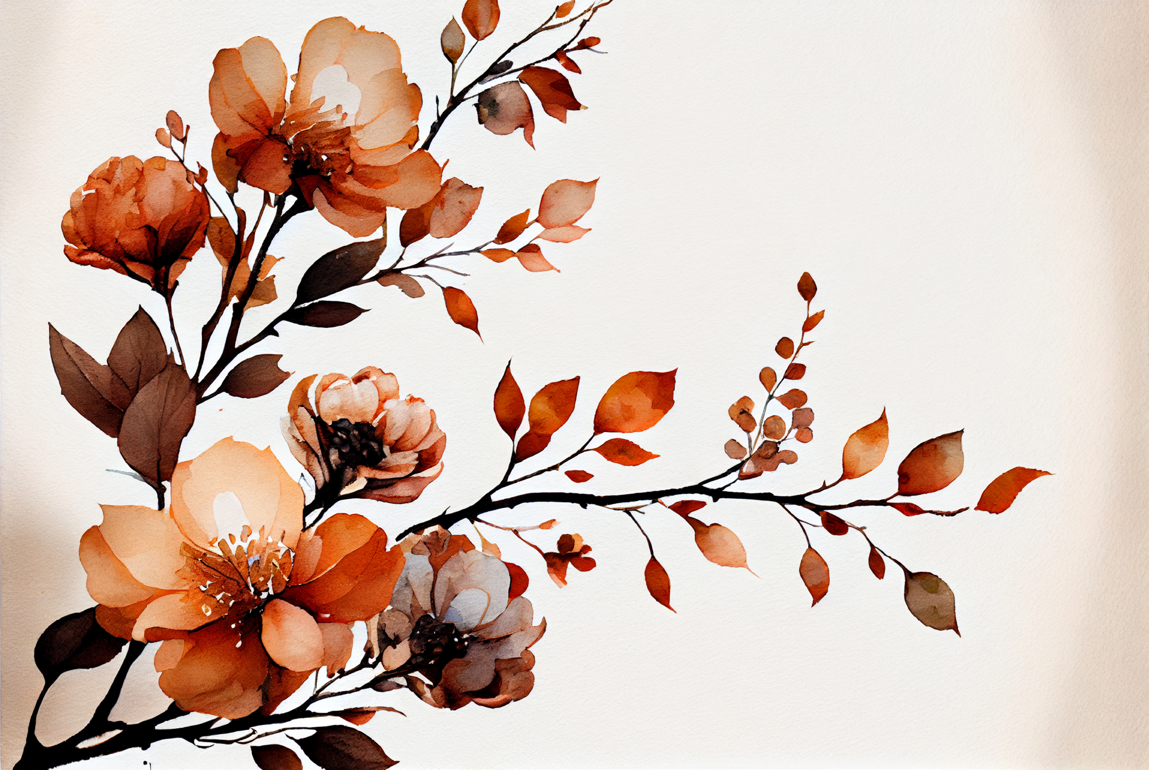 Watercolor Brown Flower Background