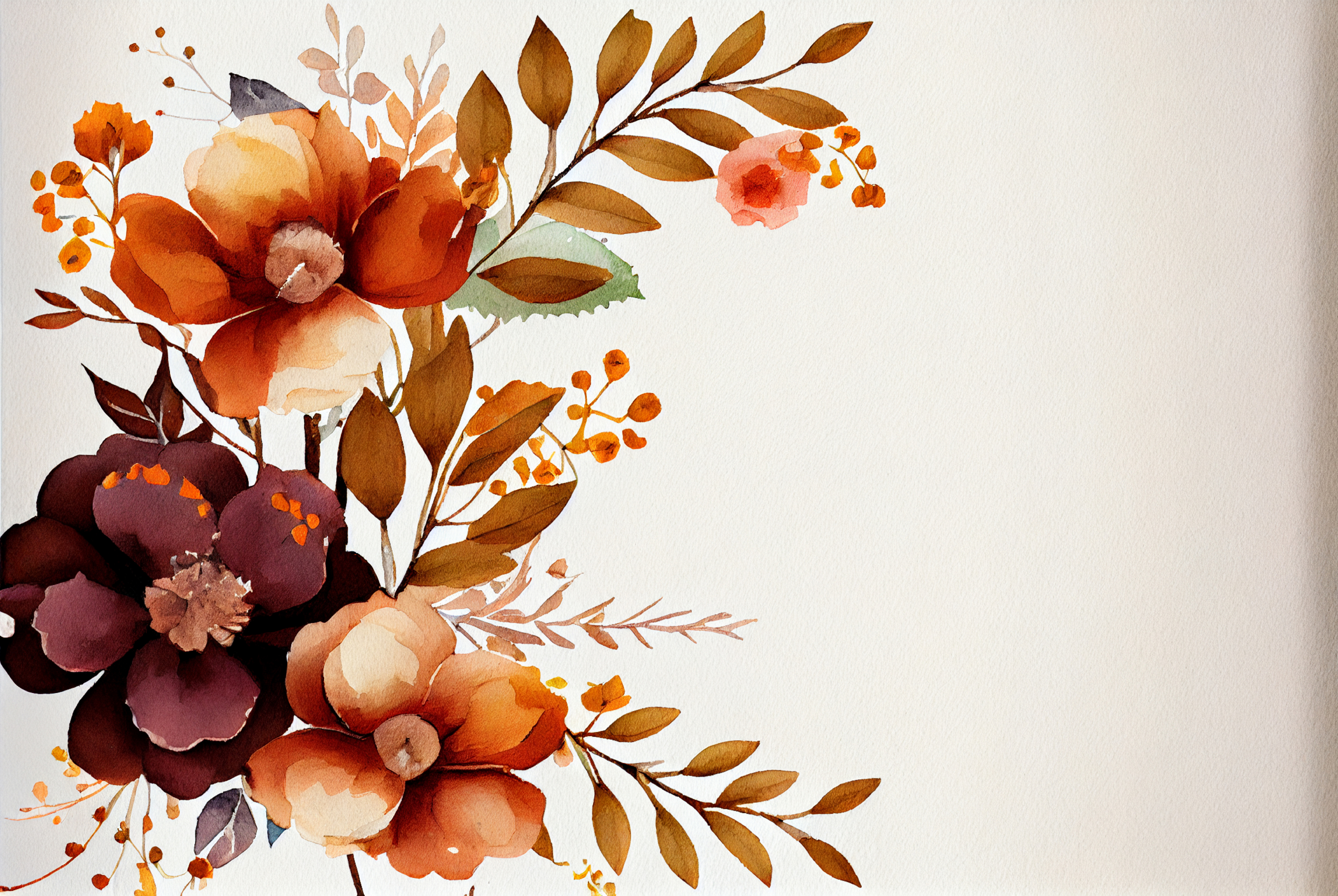 Watercolor Brown Flower Background Image