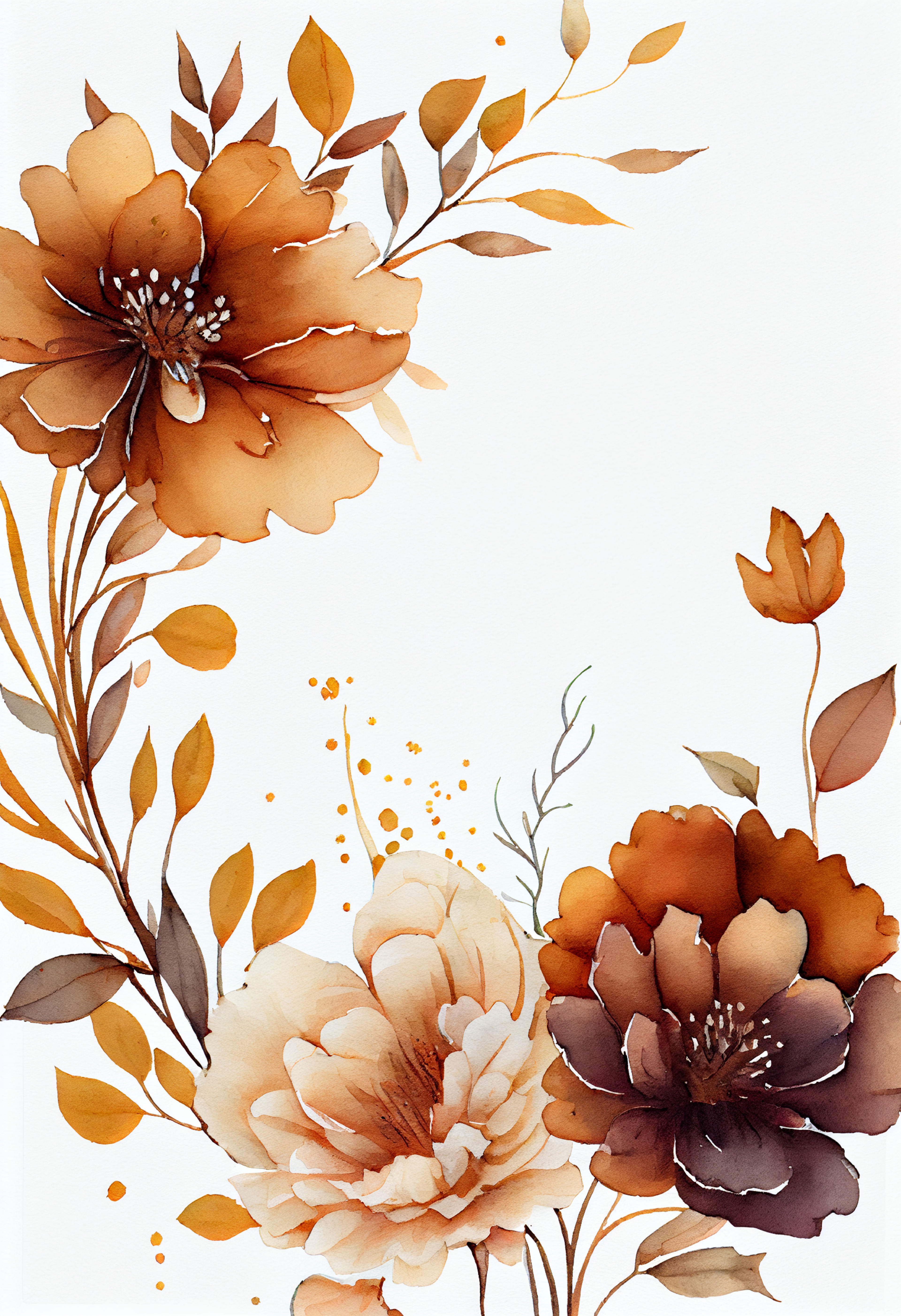 Watercolor Brown Flower Background Image