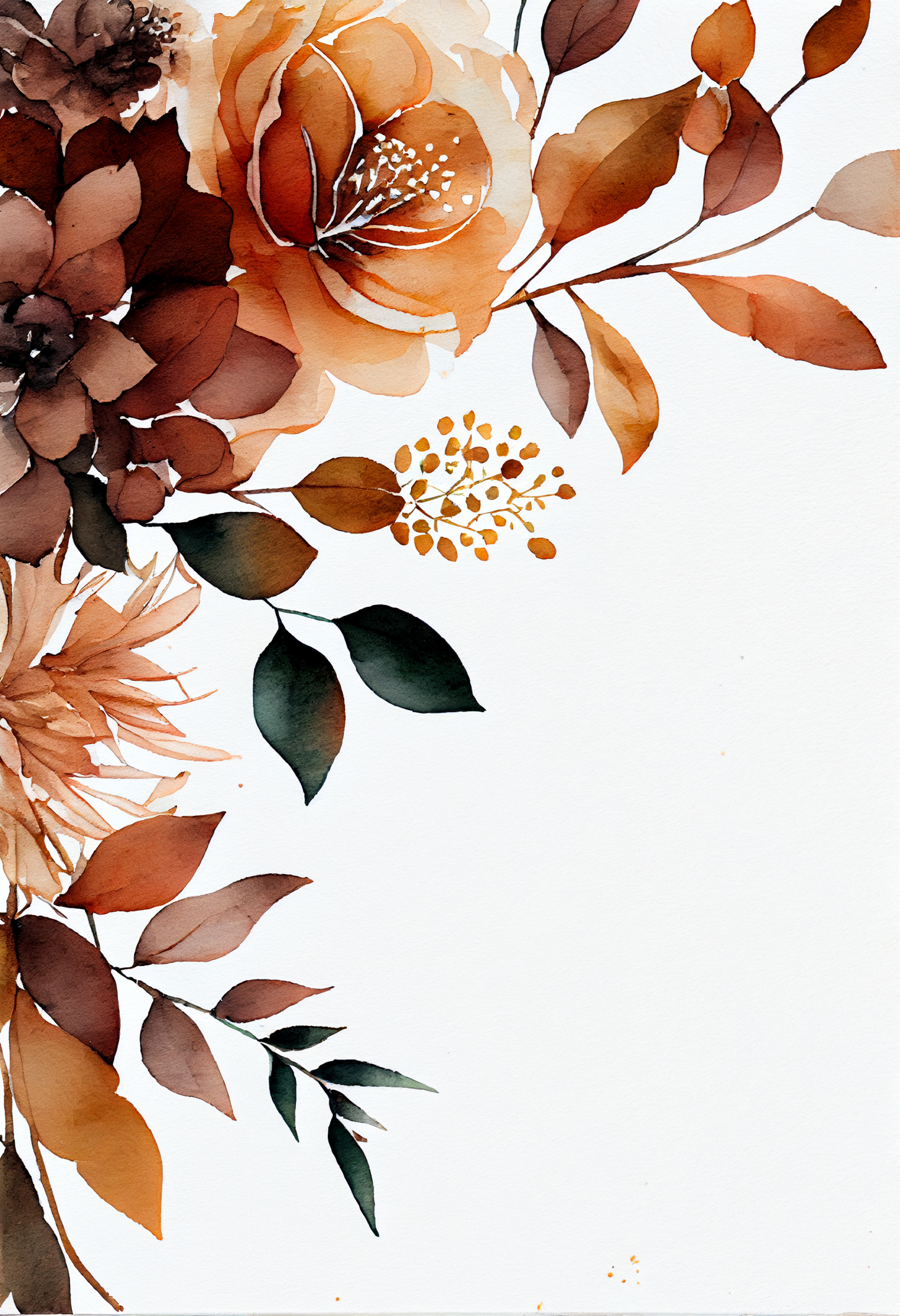 Watercolor Brown Flower on White Background Image