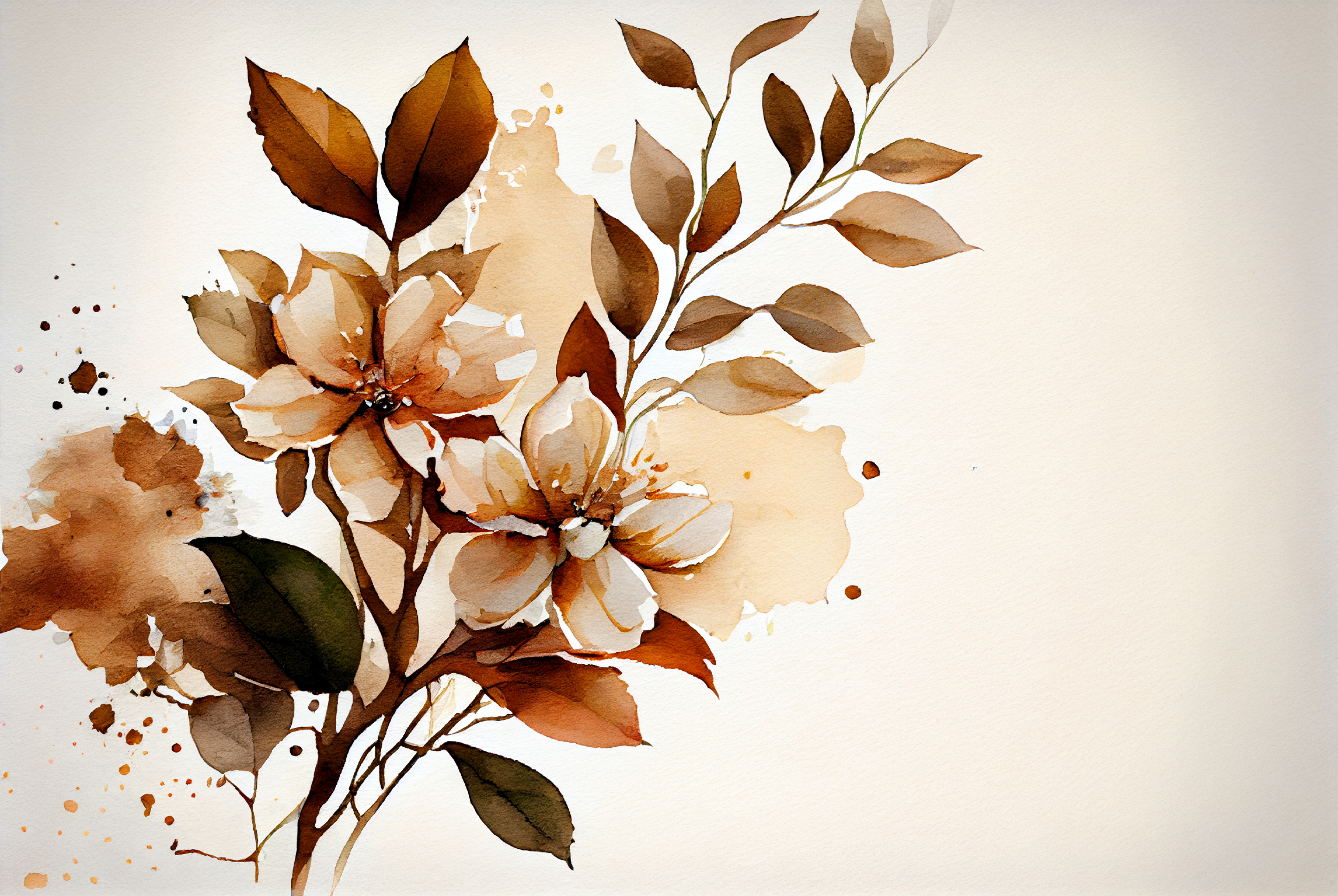 Watercolor Brown Flower on White Background Image
