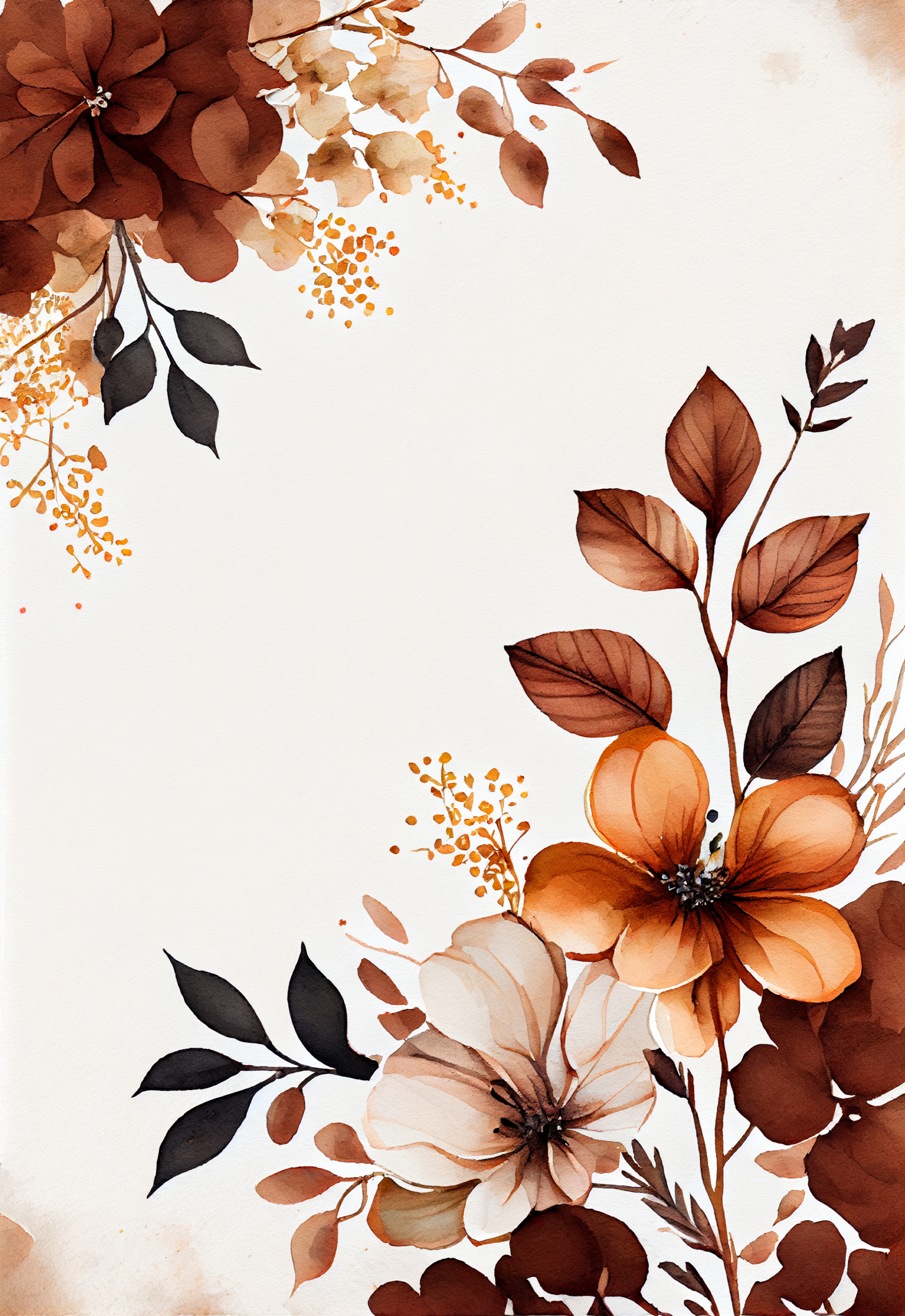 Watercolor Brown Flower Background Image