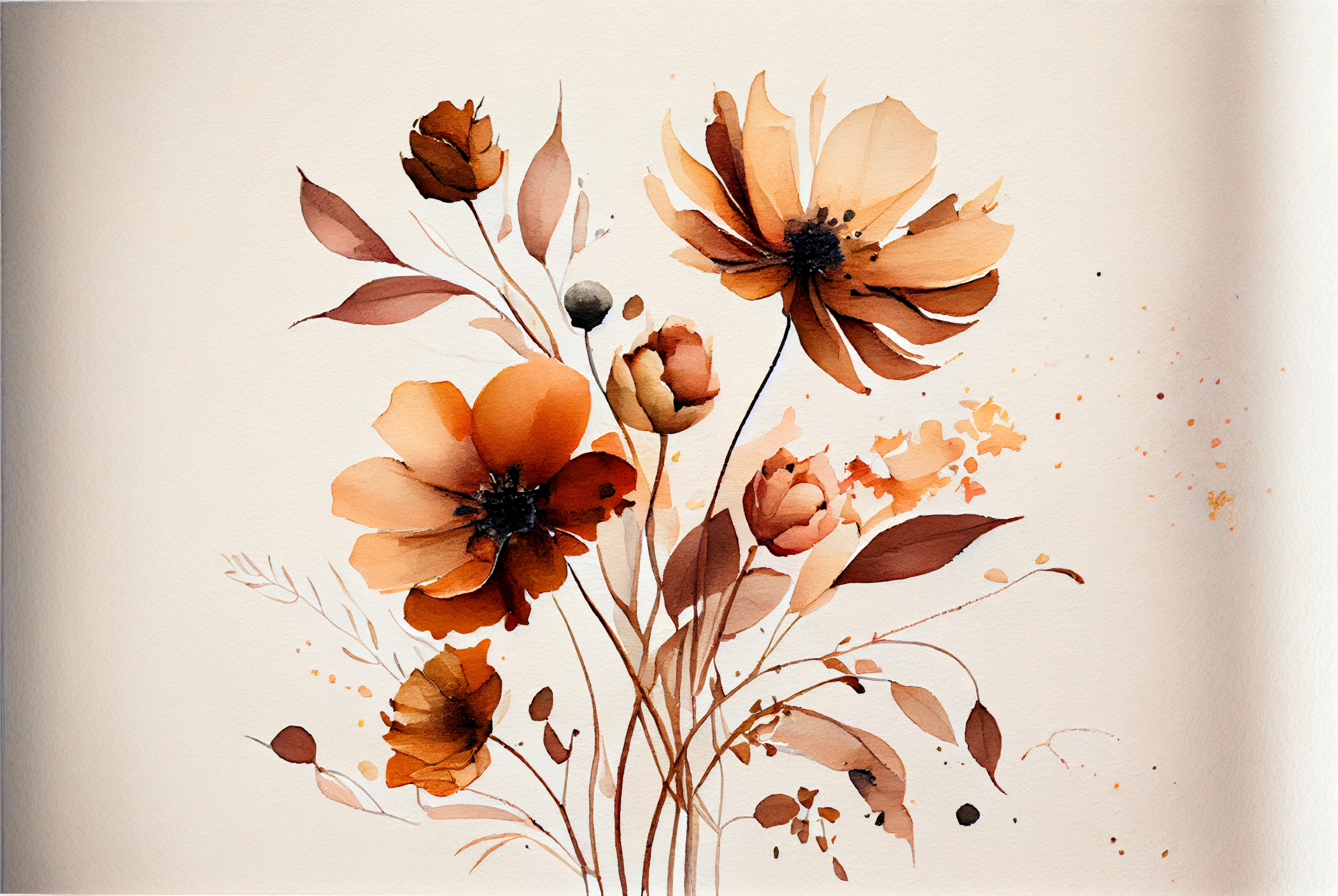 Watercolor Brown Flower Background Image
